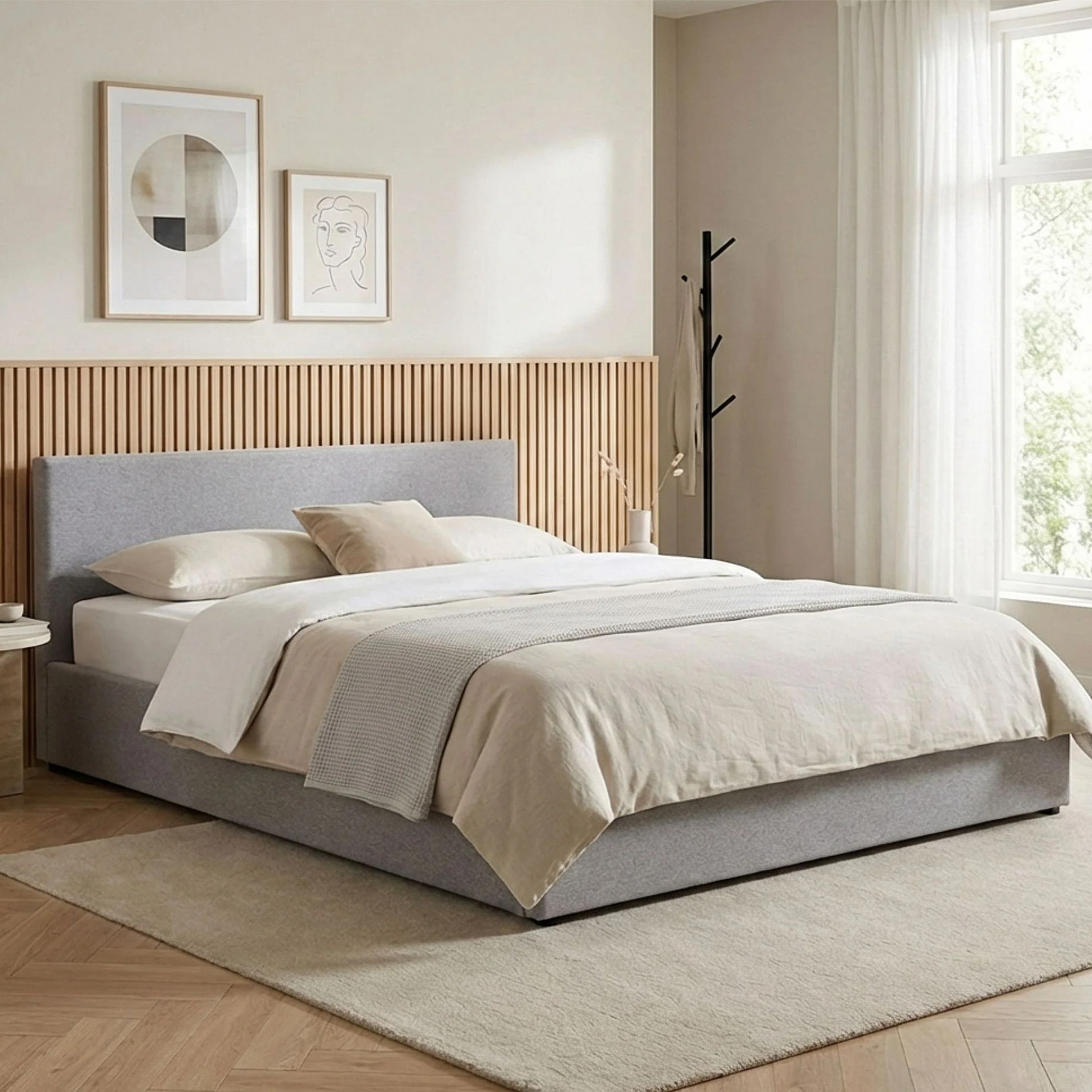 Violet Queen Gas Lift Bed Frame - Light Grey - Image 4