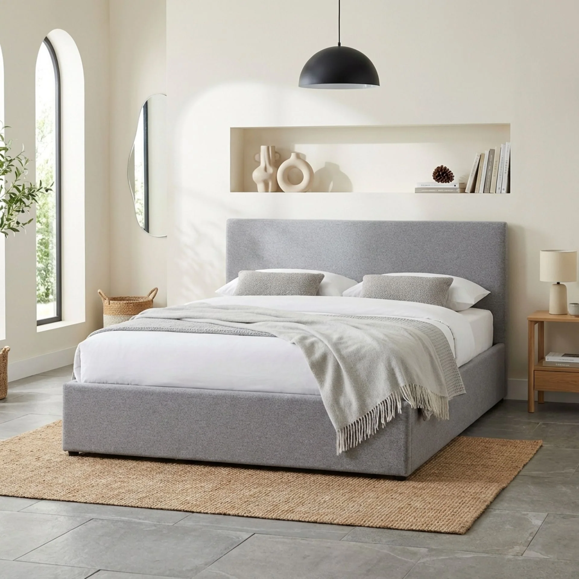 Violet Queen Gas Lift Bed Frame - Light Grey - Image 5