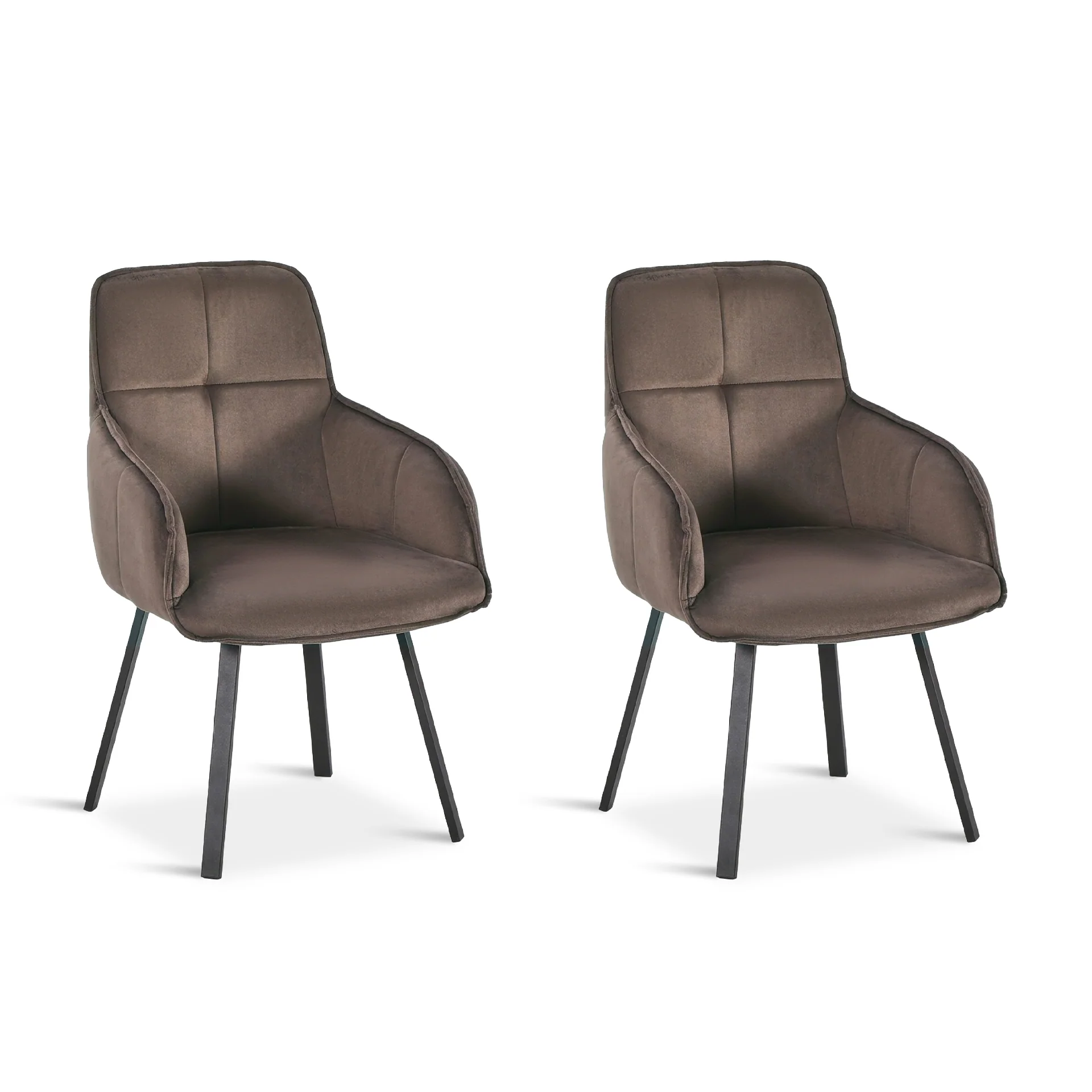 Elora Swivel Velvet Dining Chair - Set of 2 - Brown - Image 10
