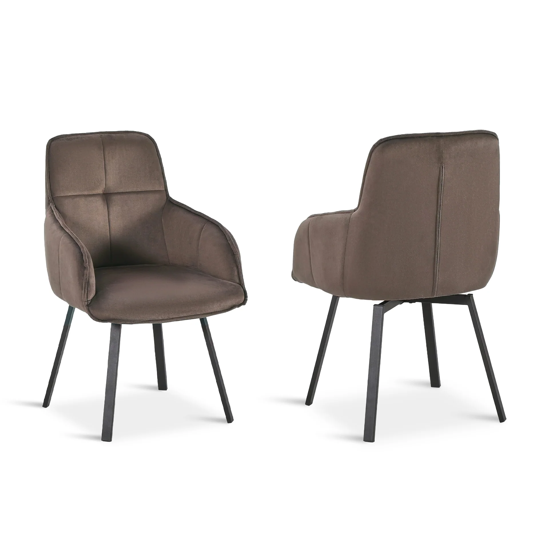 Elora Swivel Velvet Dining Chair - Set of 2 - Brown - Image 11