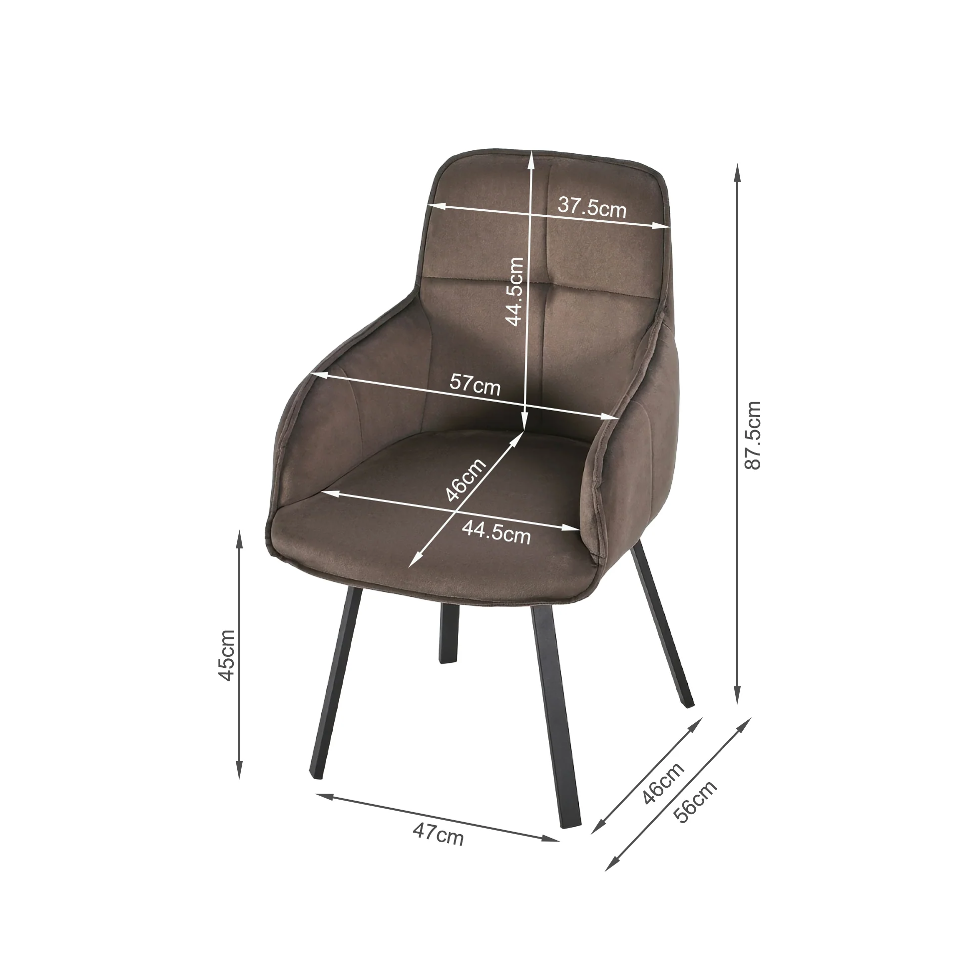 Elora Swivel Velvet Dining Chair - Set of 2 - Brown - Image 14