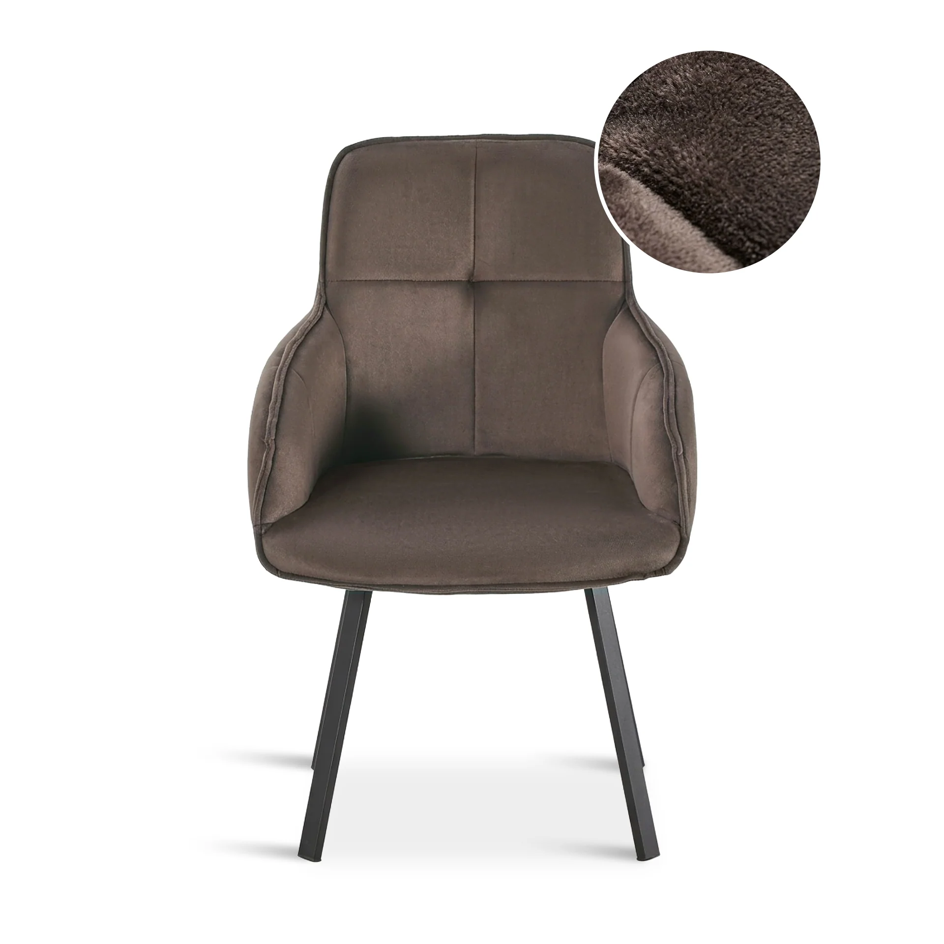 Elora Swivel Velvet Dining Chair - Set of 2 - Brown - Image 7