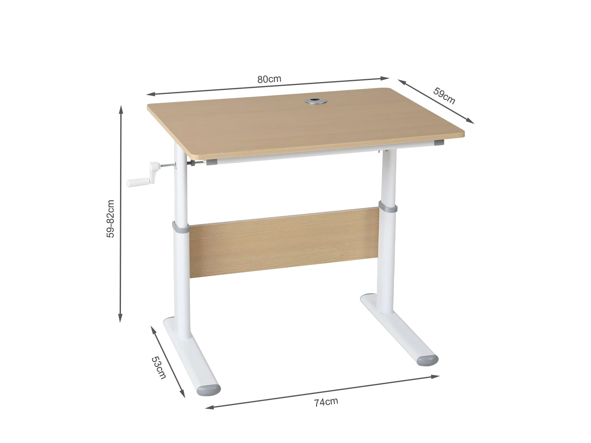 Lucas 80cm Manual Standing Desk - Maple + White - Image 7