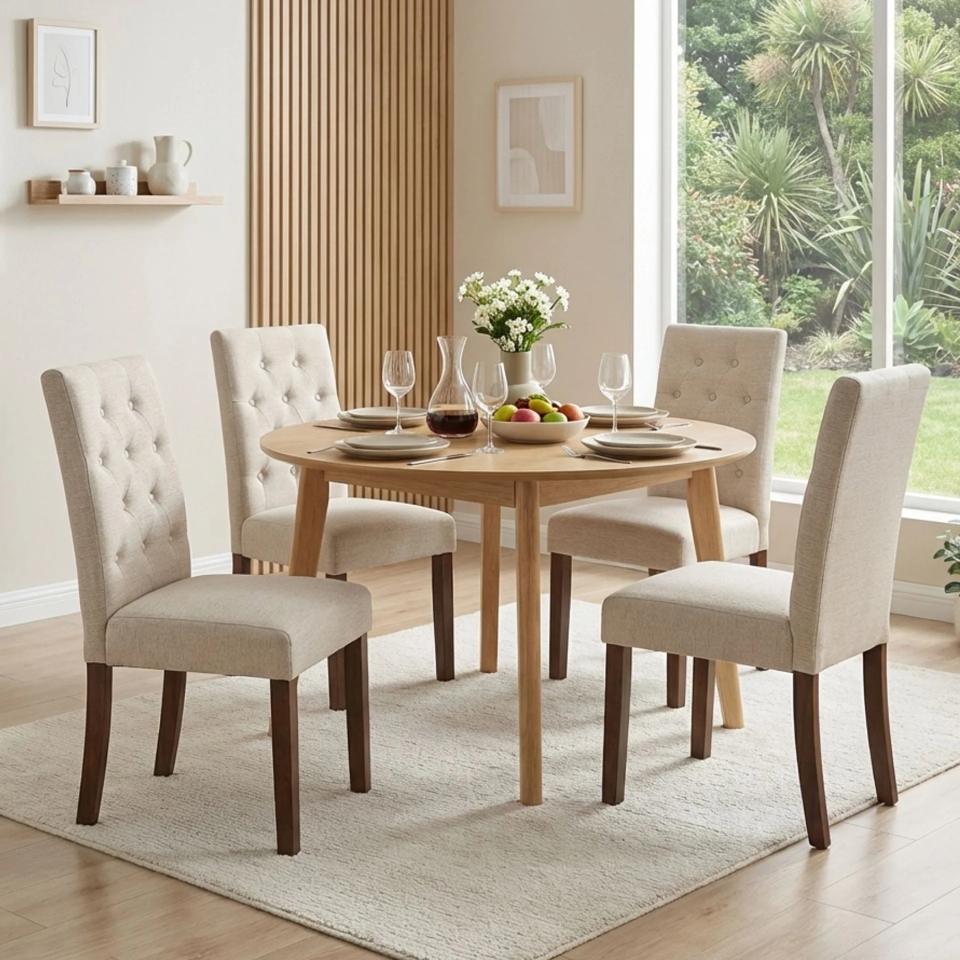 Lucia 4 Piece Upholstered Dining Chair - Beige - Image 3