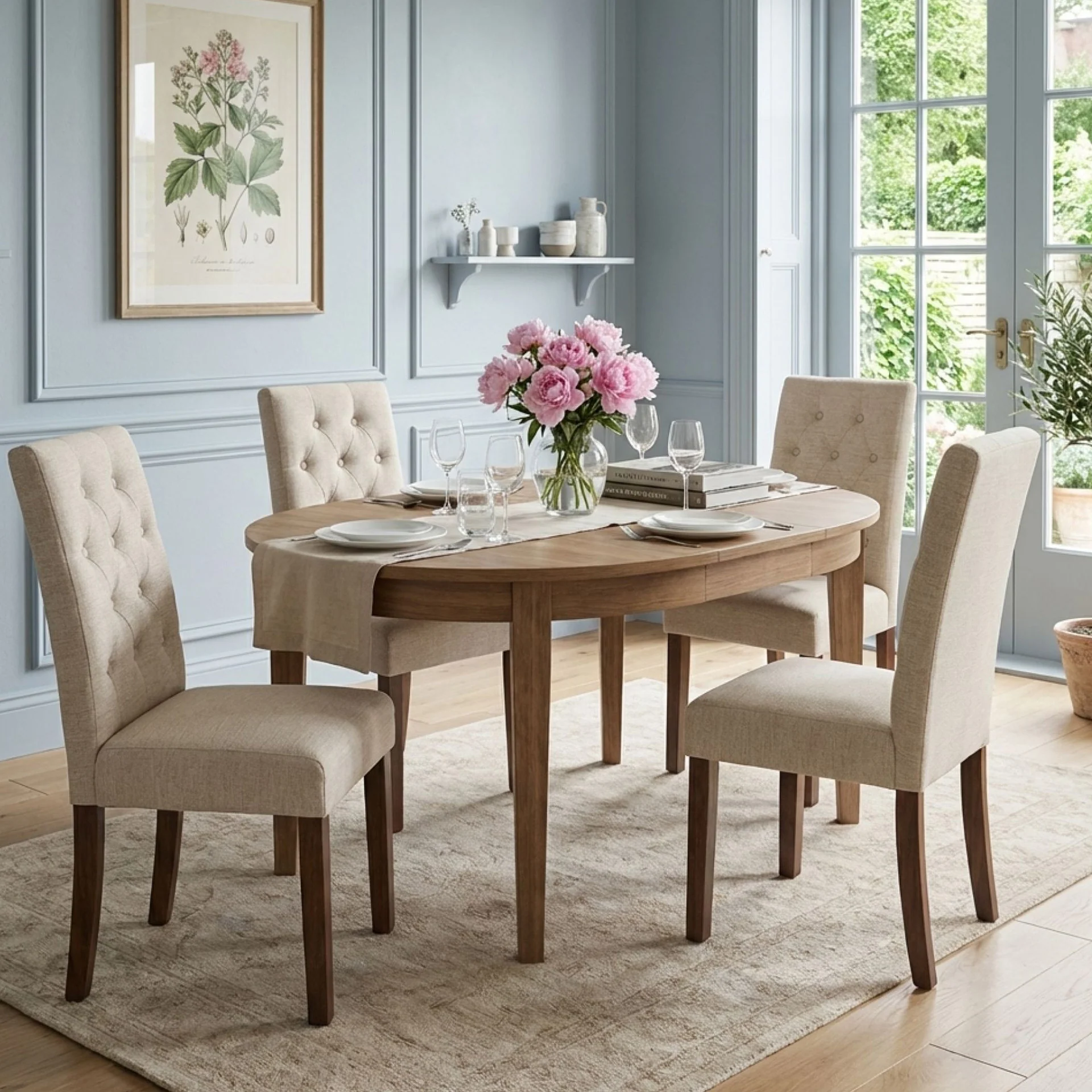 Lucia 4 Piece Upholstered Dining Chair - Beige - Image 4