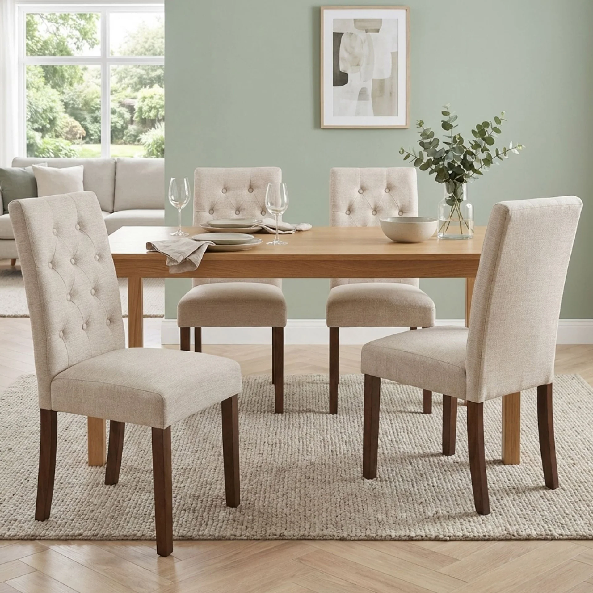 Lucia 4 Piece Upholstered Dining Chair - Beige - Image 5