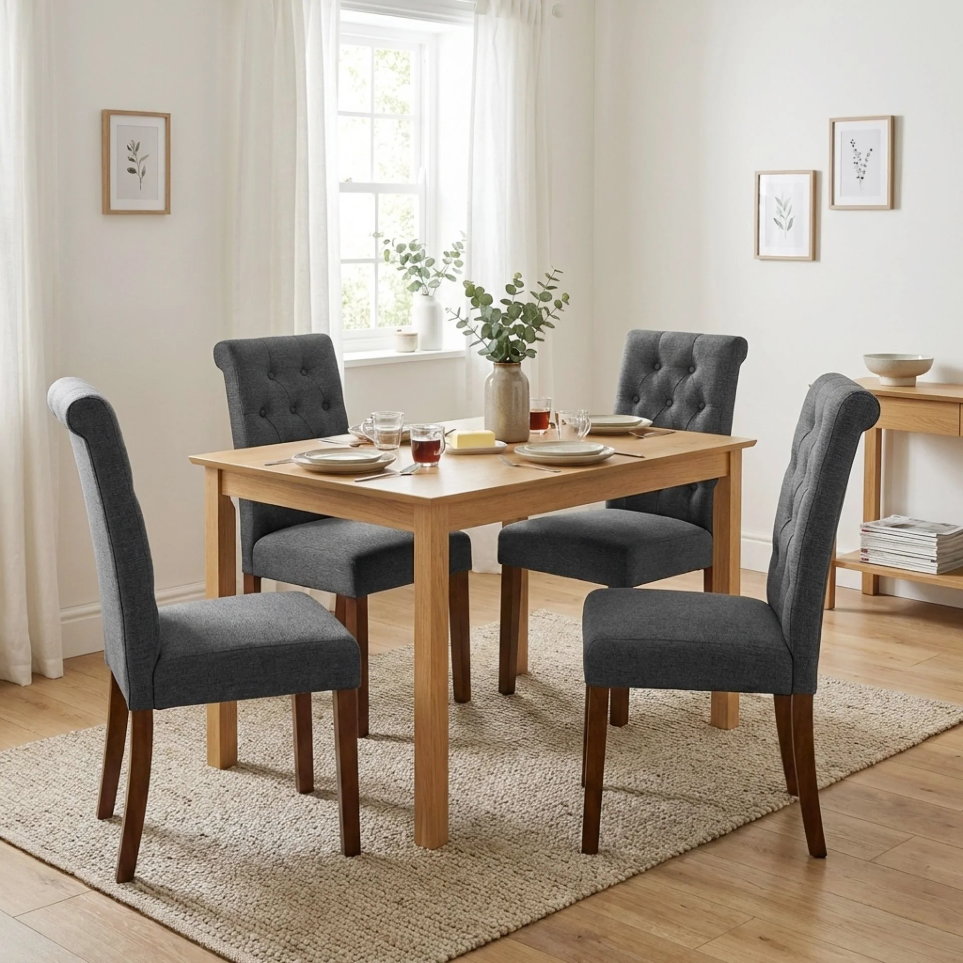 Lucia 4 Piece Upholstered Dining Chair - Dark Grey - Image 3
