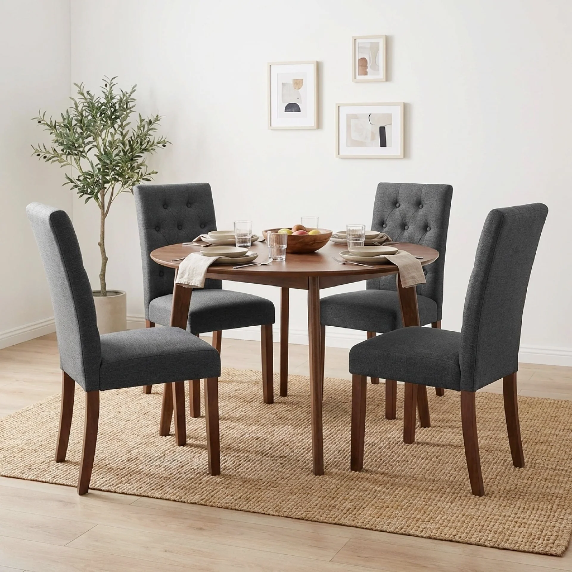 Lucia 4 Piece Upholstered Dining Chair - Dark Grey - Image 4