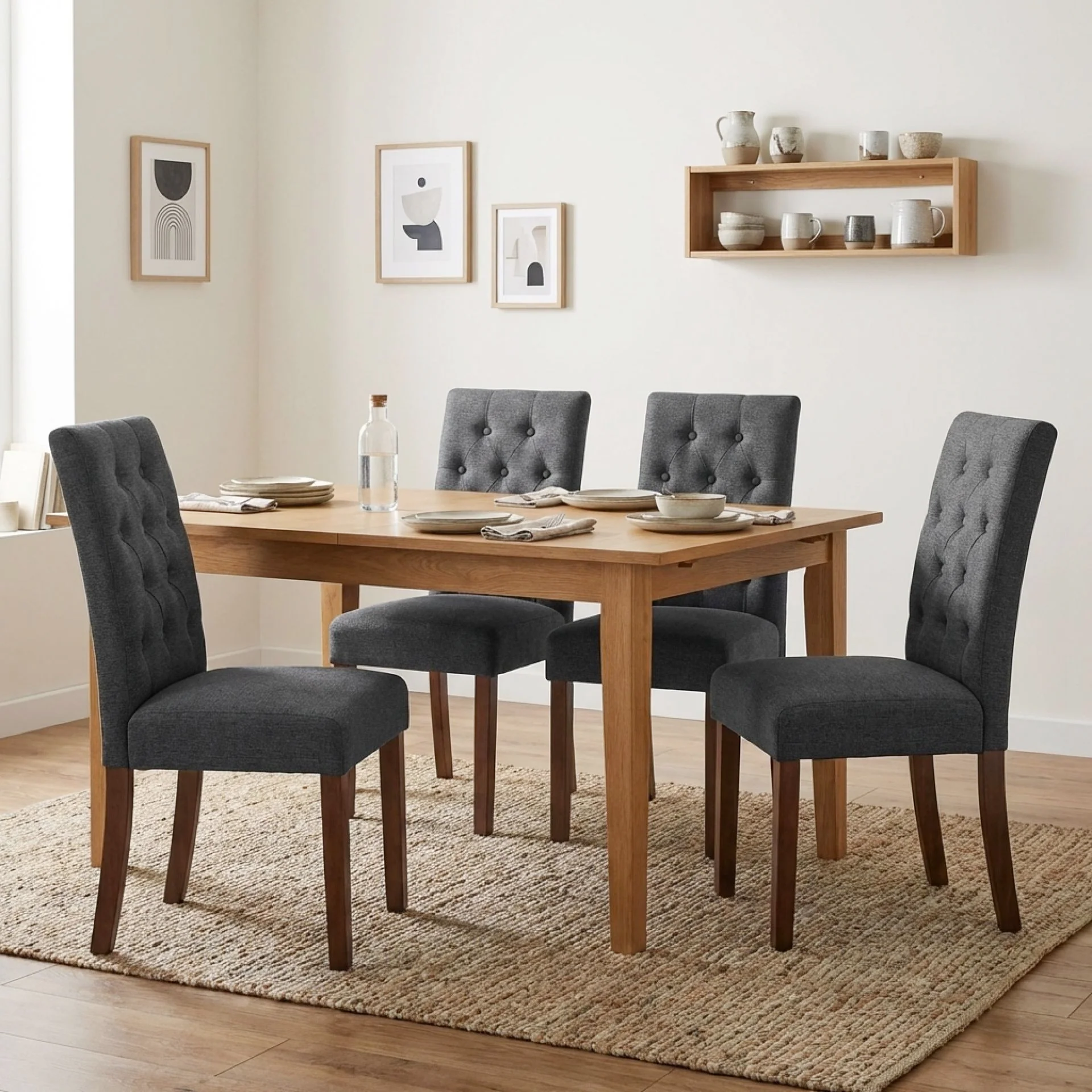 Lucia 4 Piece Upholstered Dining Chair - Dark Grey - Image 6