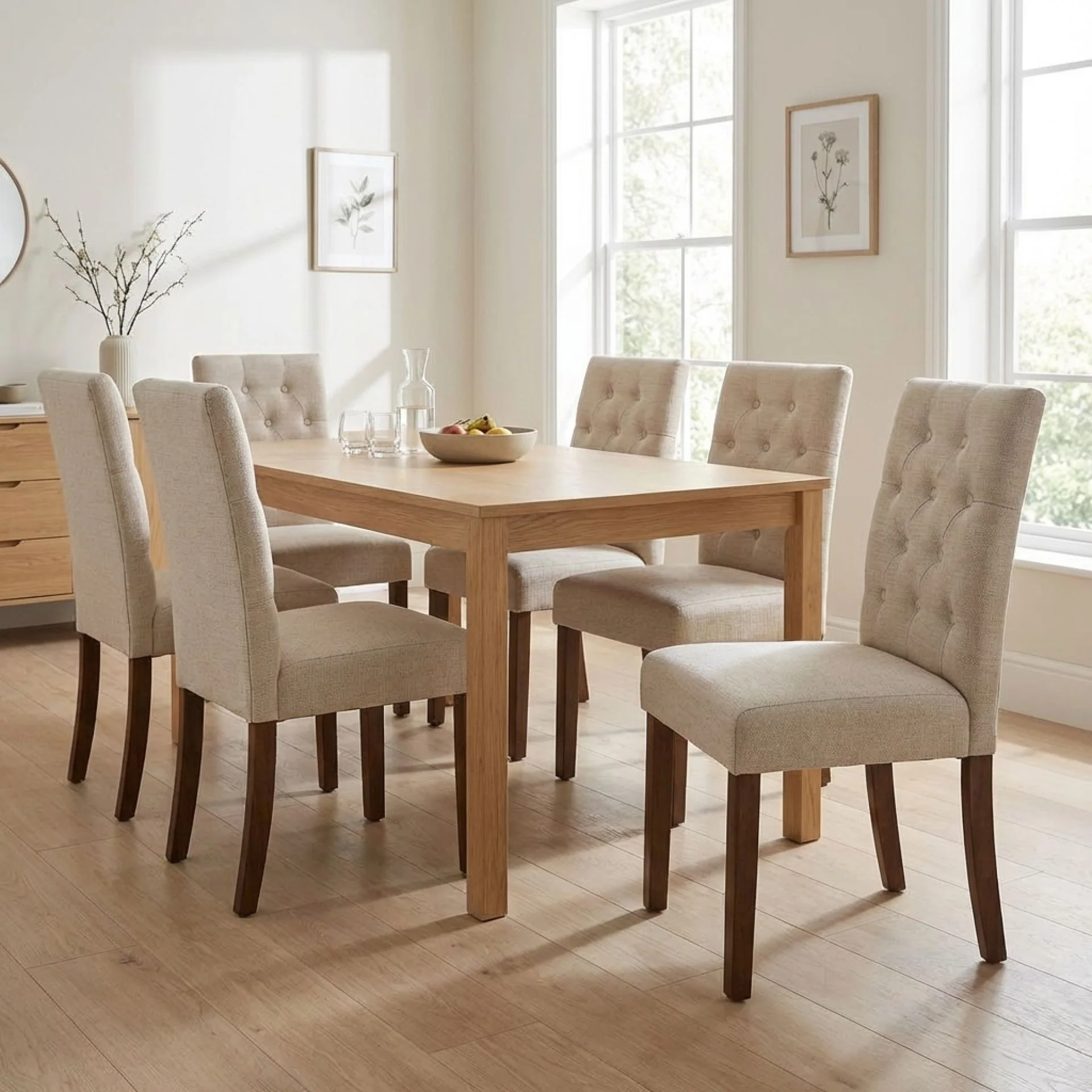 Lucia 6 Piece Upholstered Dining Chair - Beige - Image 4