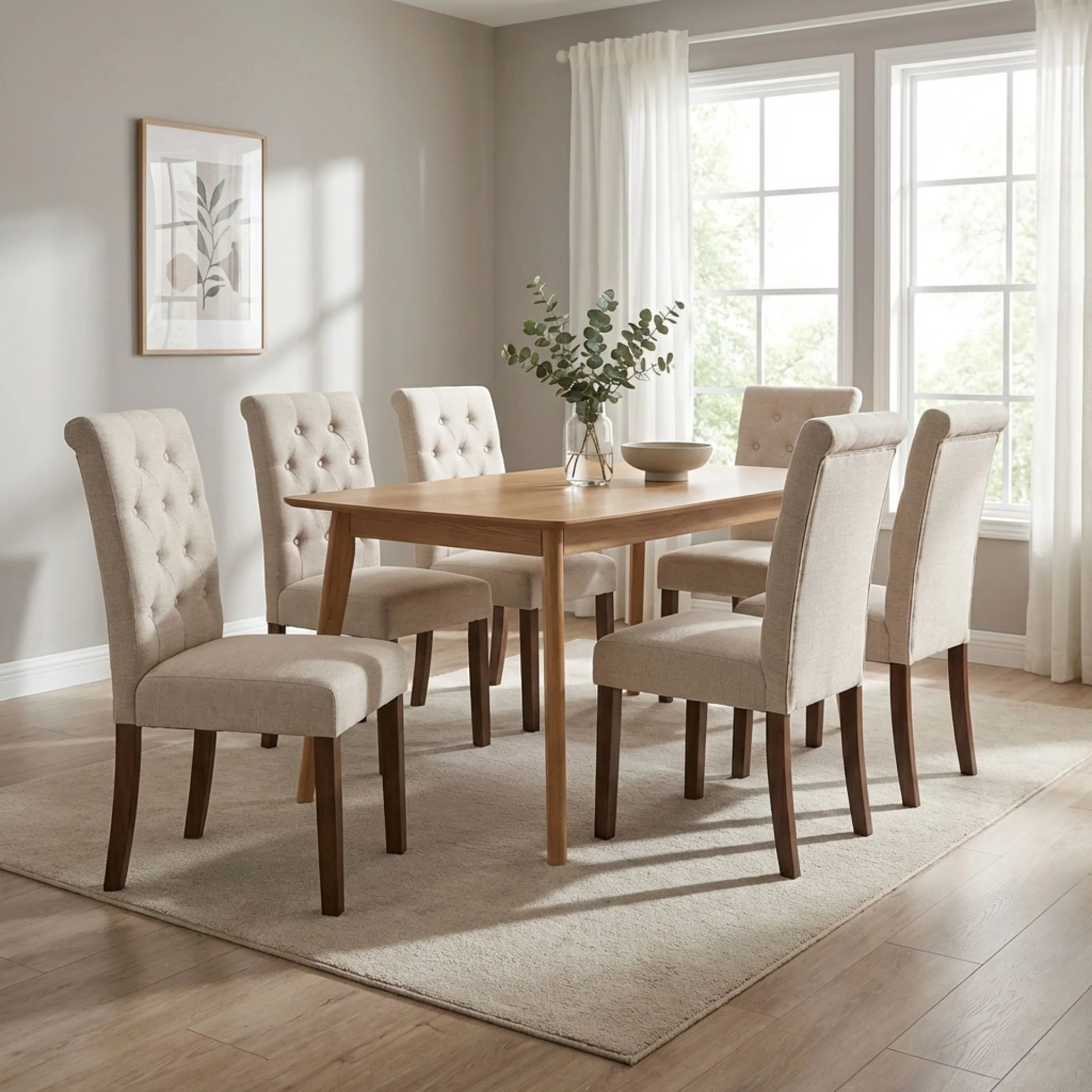 Lucia 6 Piece Upholstered Dining Chair - Beige - Image 5