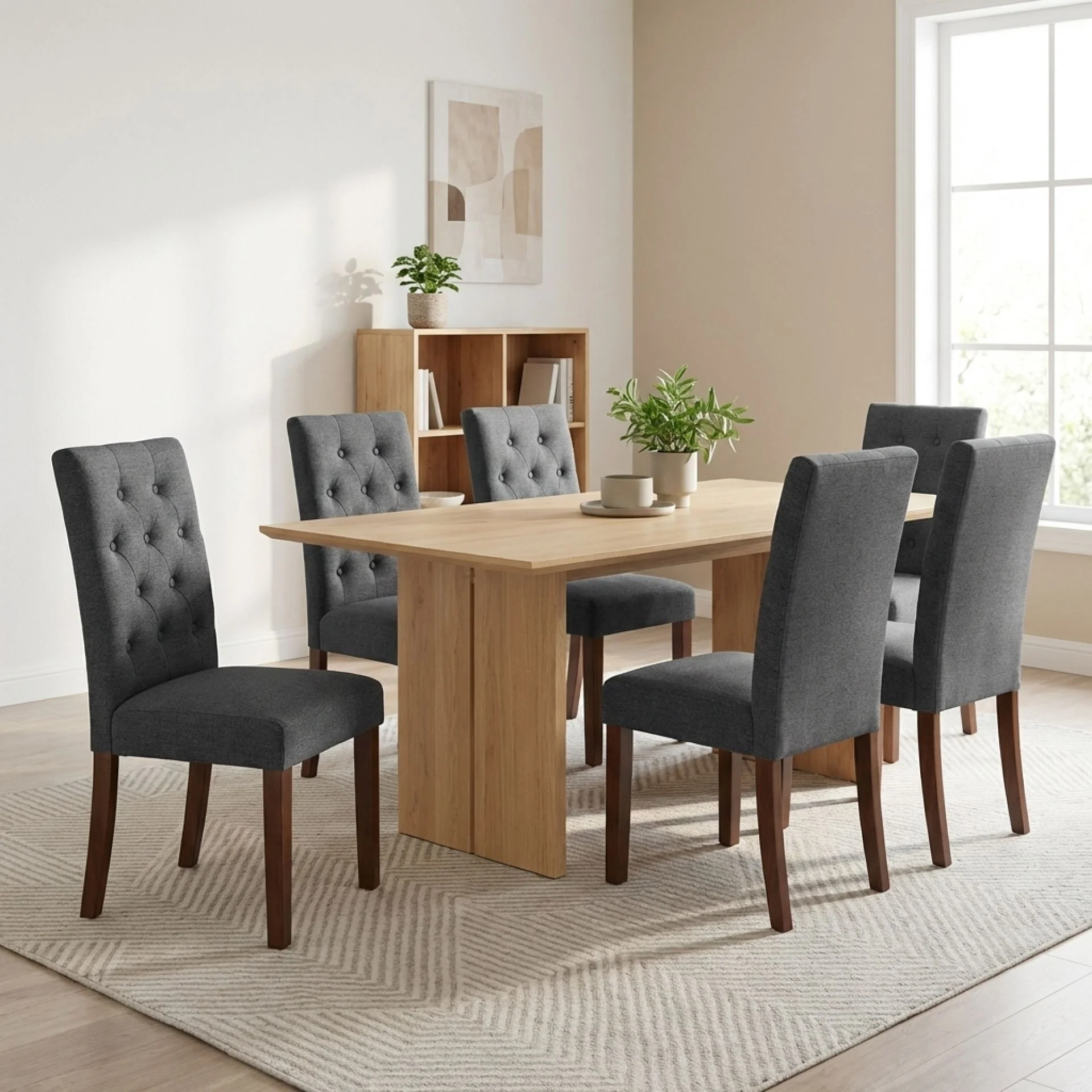 Lucia 6 Piece Upholstered Dining Chair - Dark Grey - Image 3