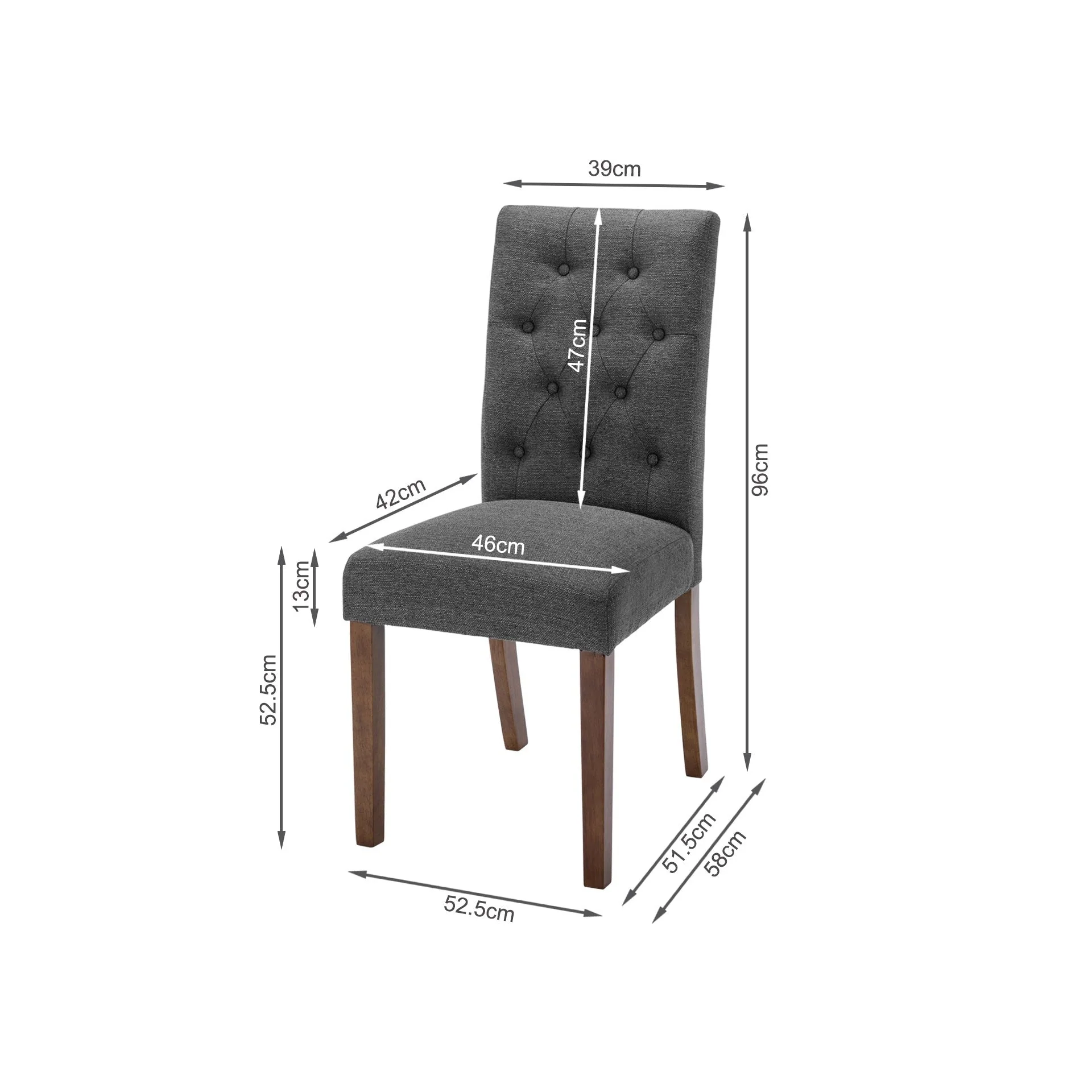 Lucia 6 Piece Upholstered Dining Chair - Dark Grey - Image 9