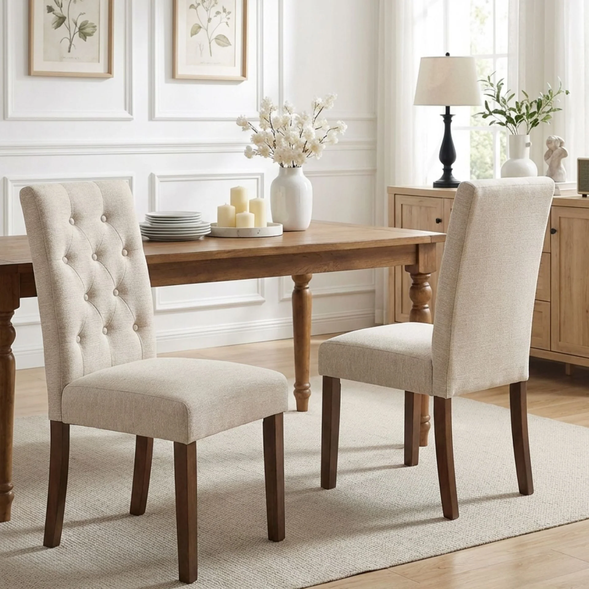 Lucia Upholstered Dining Chair - Set of 2 - Beige - Image 3
