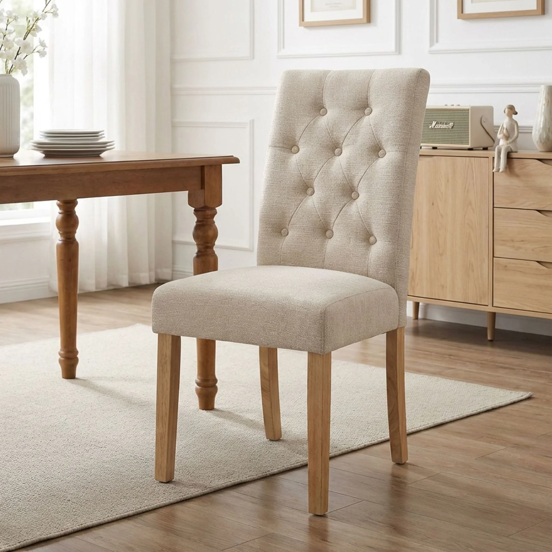 Lucia Upholstered Dining Chair - Set of 2 - Beige - Image 4