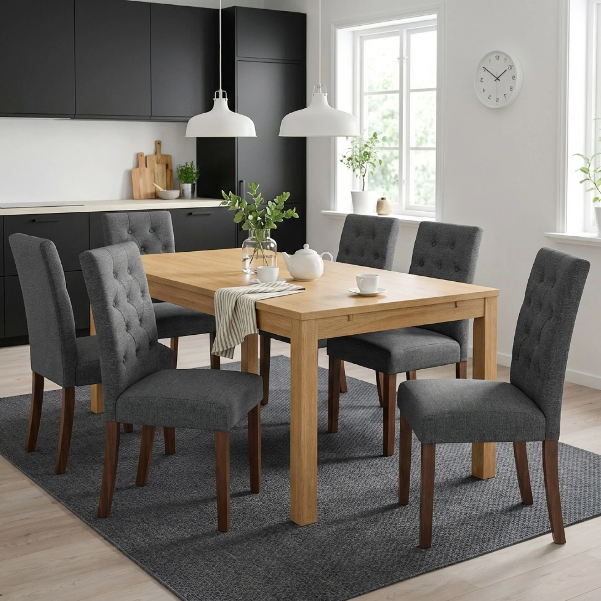 Lucia Upholstered Dining Chair - Set of 2 - Dark Grey - Image 5