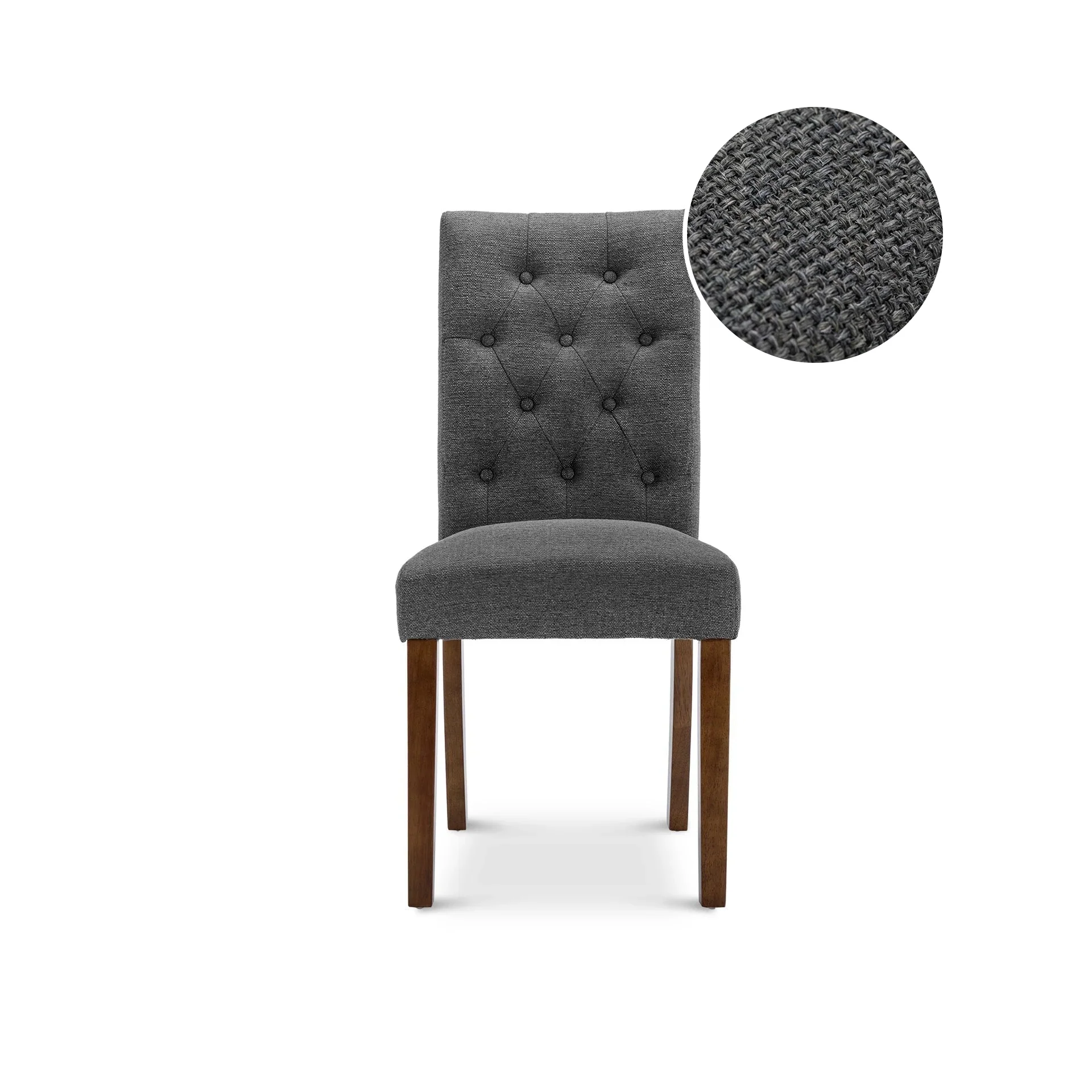 Lucia Upholstered Dining Chair - Set of 2 - Dark Grey - Image 7