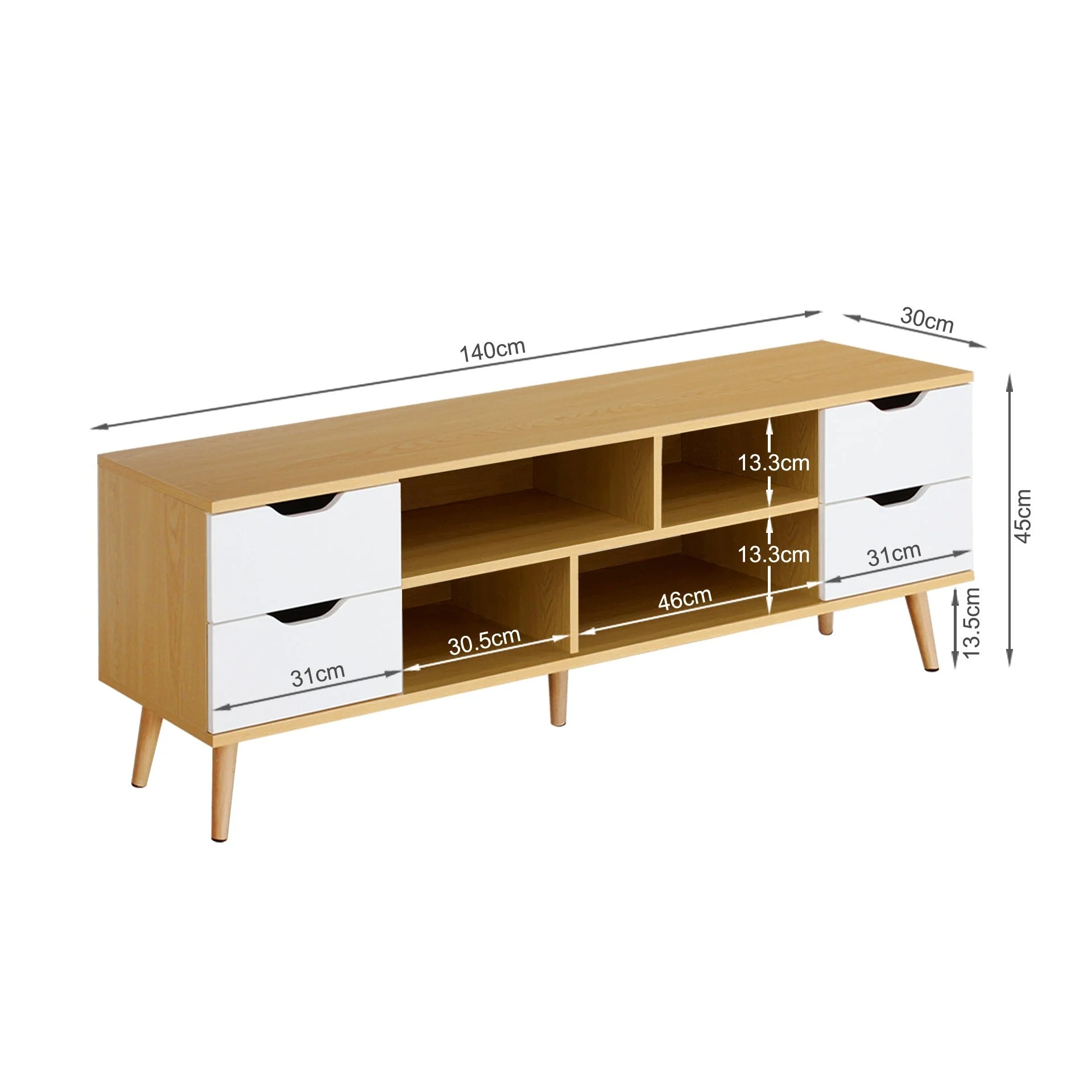 Lucille 1.4M Entertainment Unit - Maple + White - Image 6