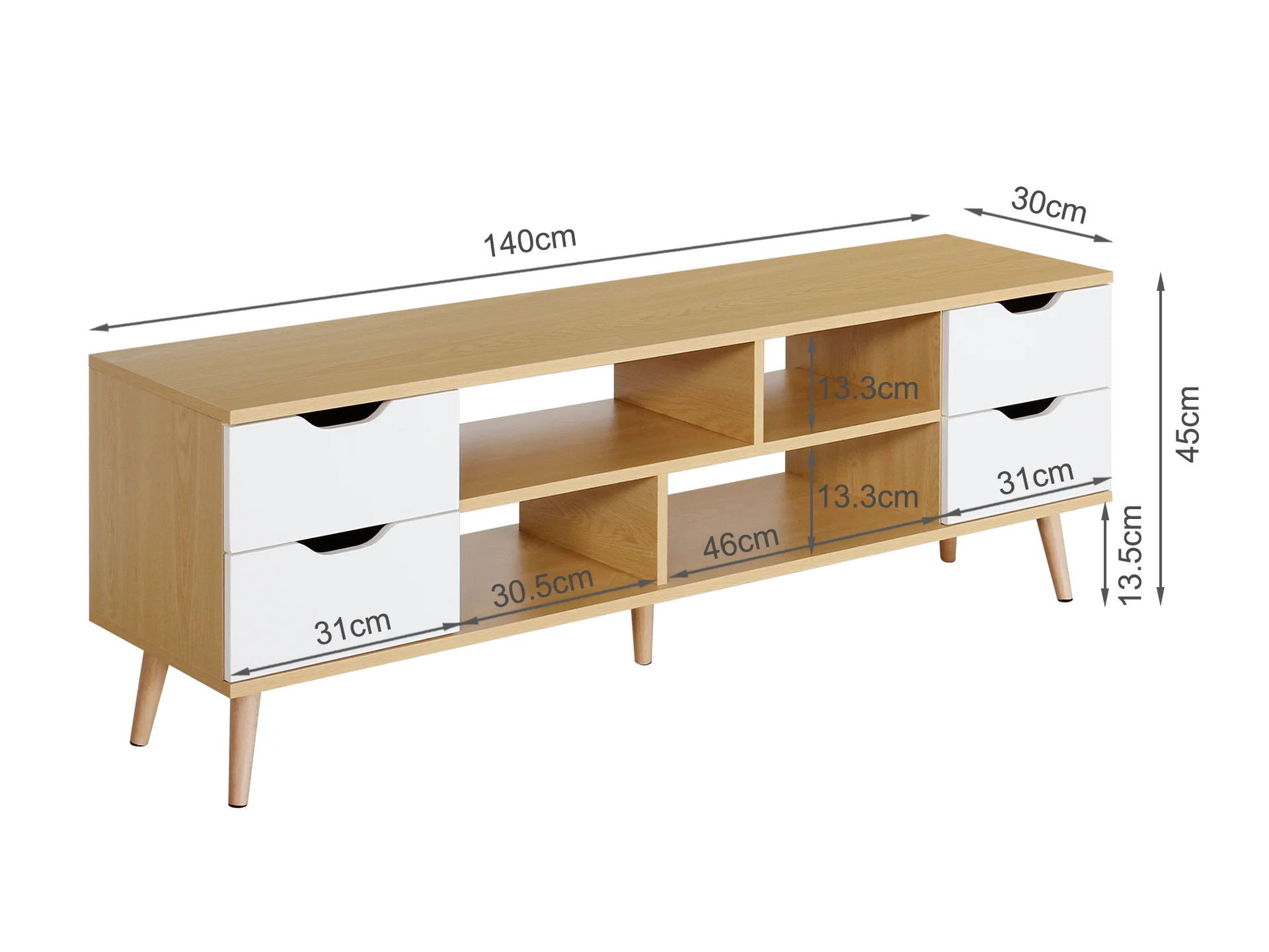 Lucille 1.4m Entertainment Unit - Oak - Image 4