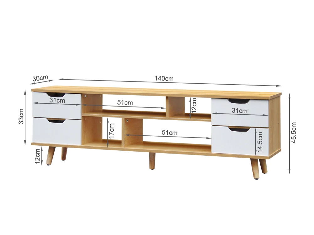 LUCILLE 1.4M Entertainment Unit - Oak - Image 13
