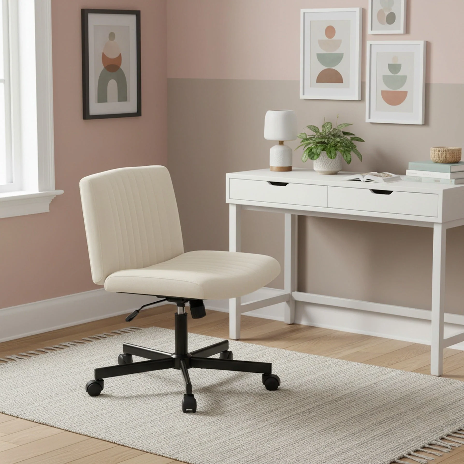 Lukas Cross Legged Office Chair - Beige - Image 2