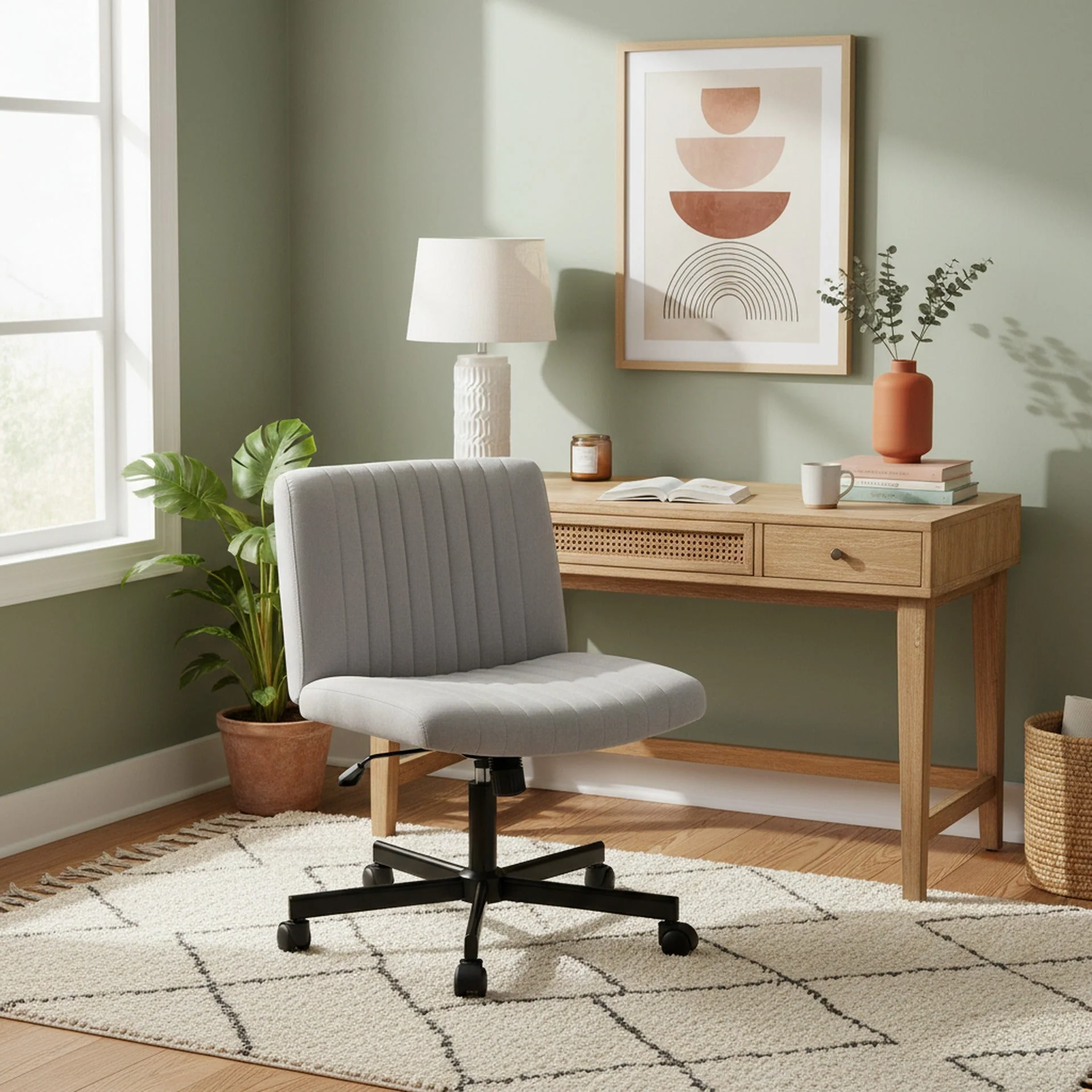 Lukas Cross Legged Office Chair - Light Grey