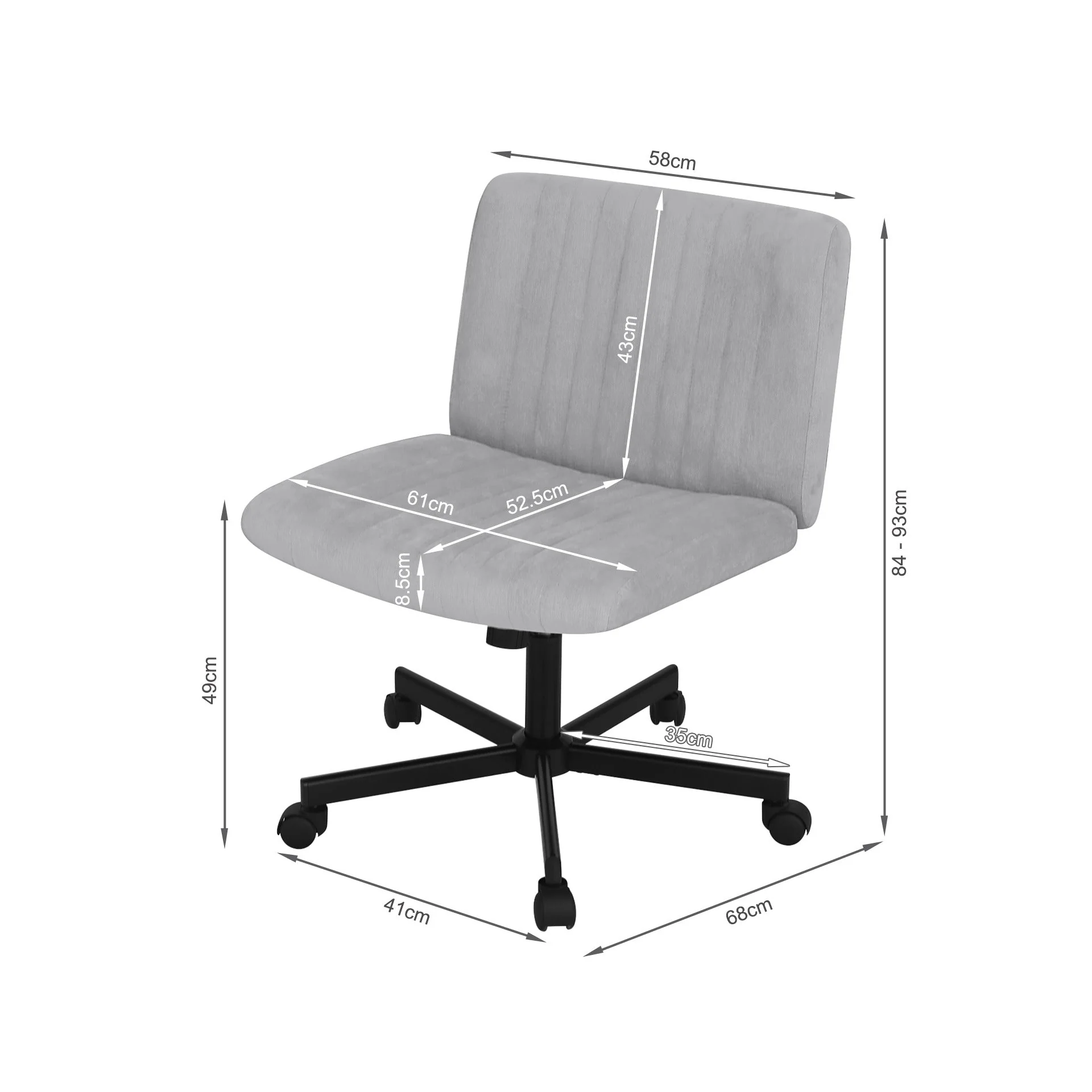 Lukas Cross Legged Office Chair - Light Grey - Image 10