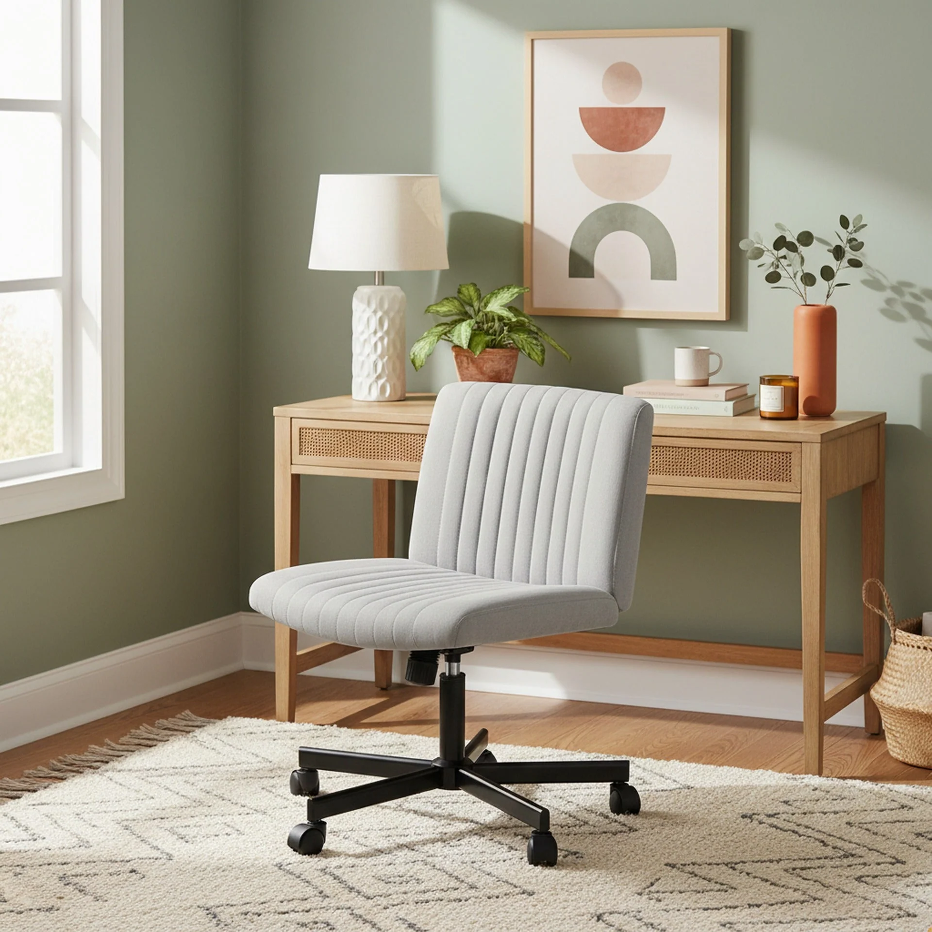 Lukas Cross Legged Office Chair - Light Grey - Image 2