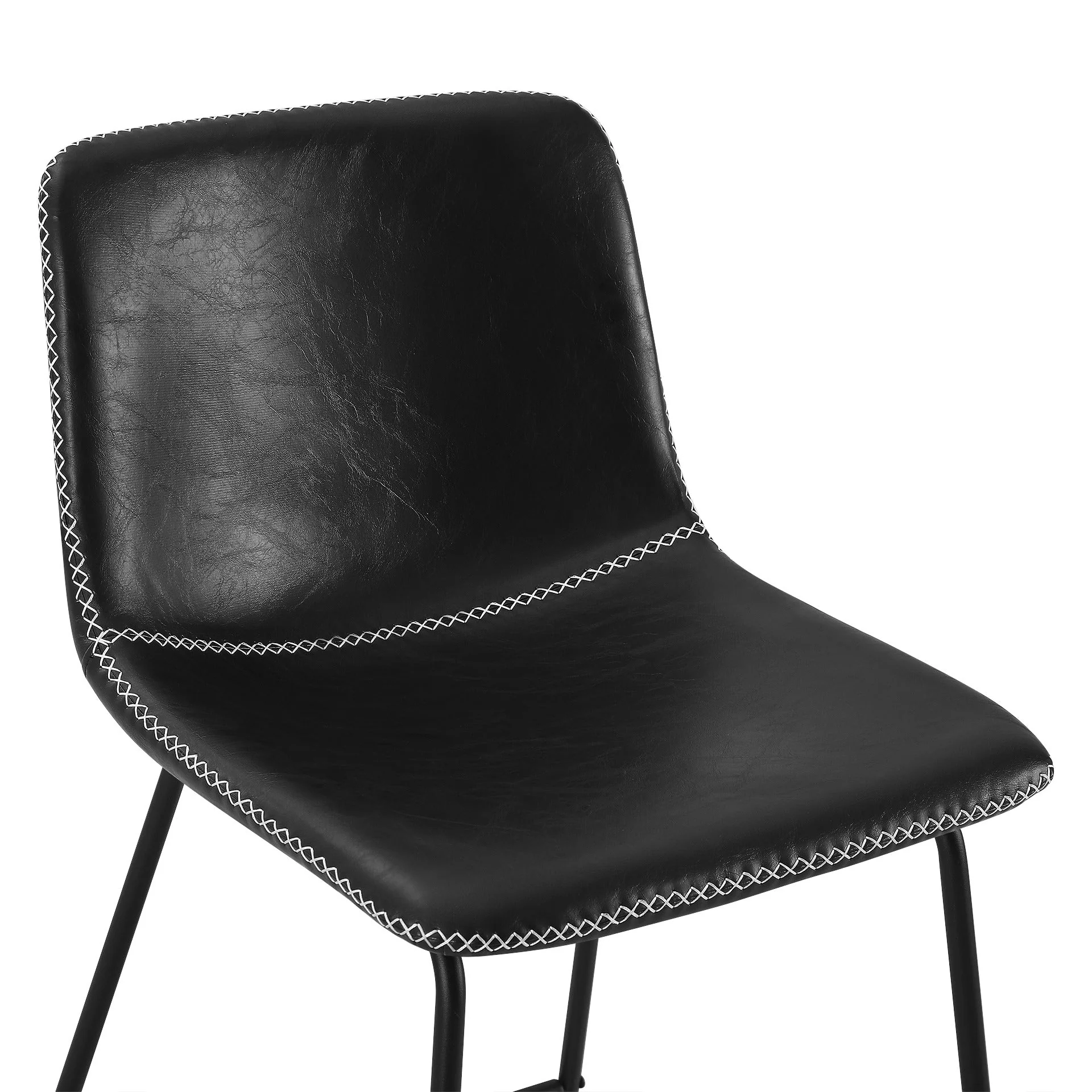 Luke PU Leather Bar Stool - Set of 2 - Black - Image 9