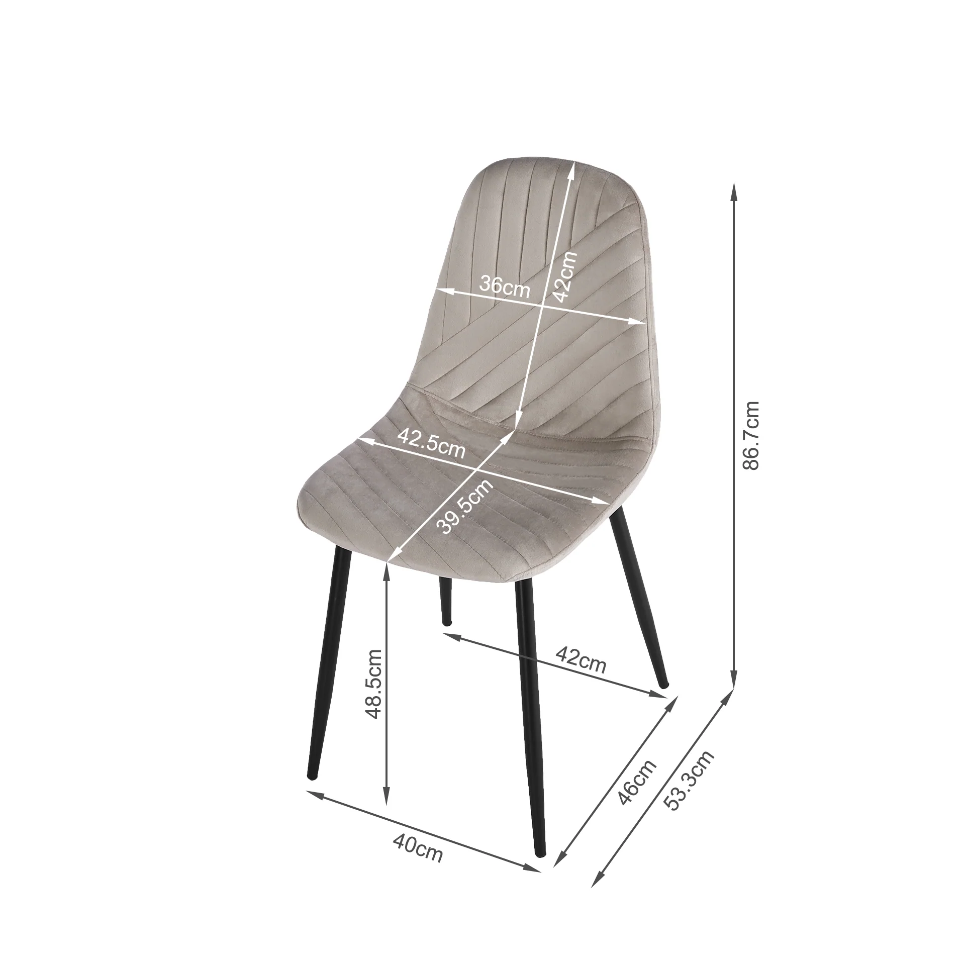 Lume Velvet Dining Chair - Set Of 4 - Light Khaki - Image 13
