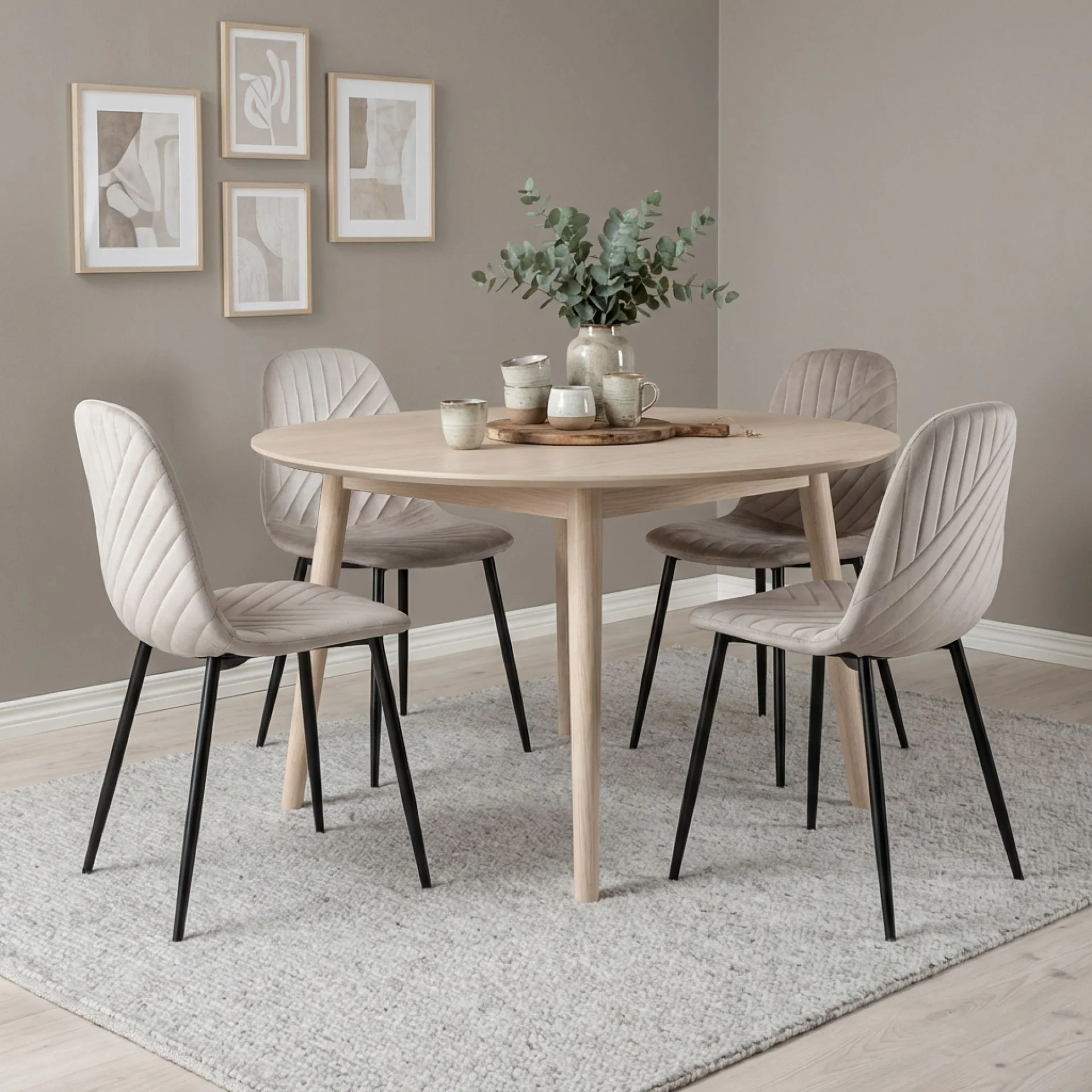 Lume Velvet Dining Chair - Set Of 4 - Light Khaki - Image 6