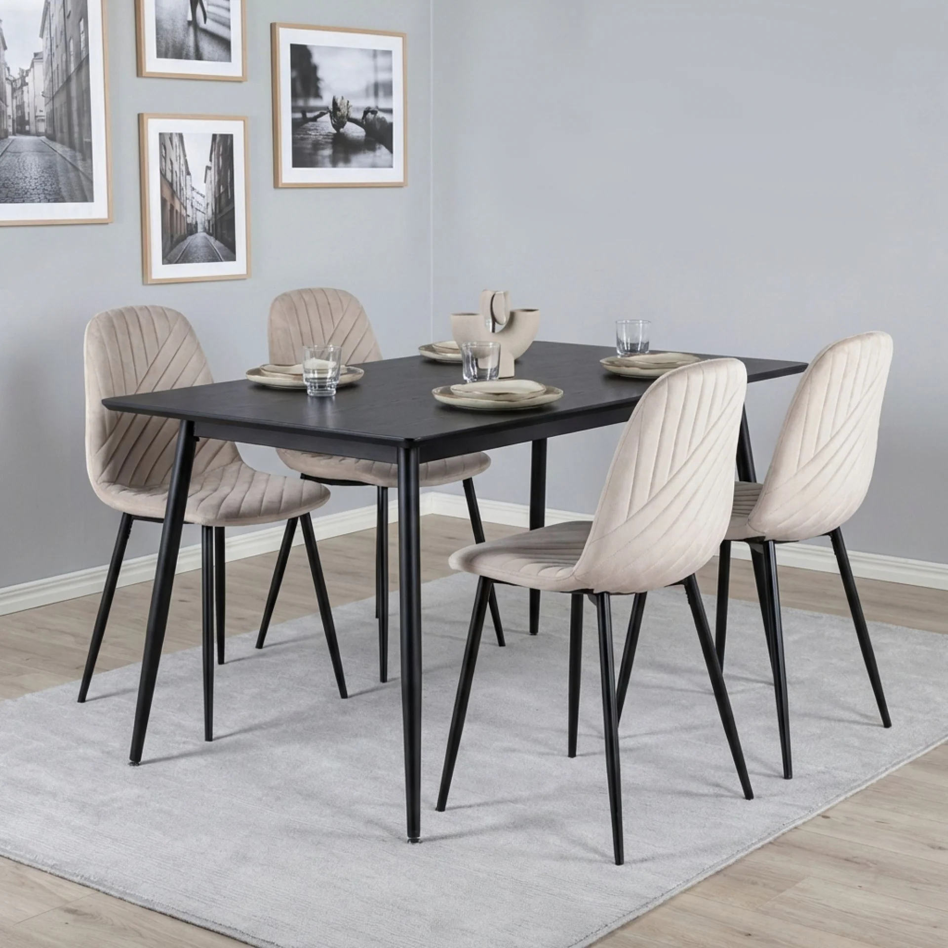 Lume Velvet Dining Chair - Set Of 4 - Light Khaki - Image 7