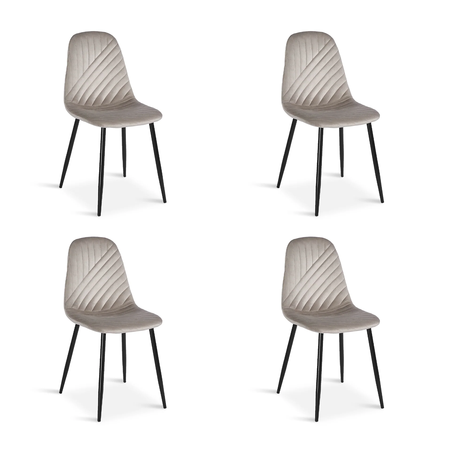 Lume Velvet Dining Chair - Set Of 4 - Light Khaki - Image 8