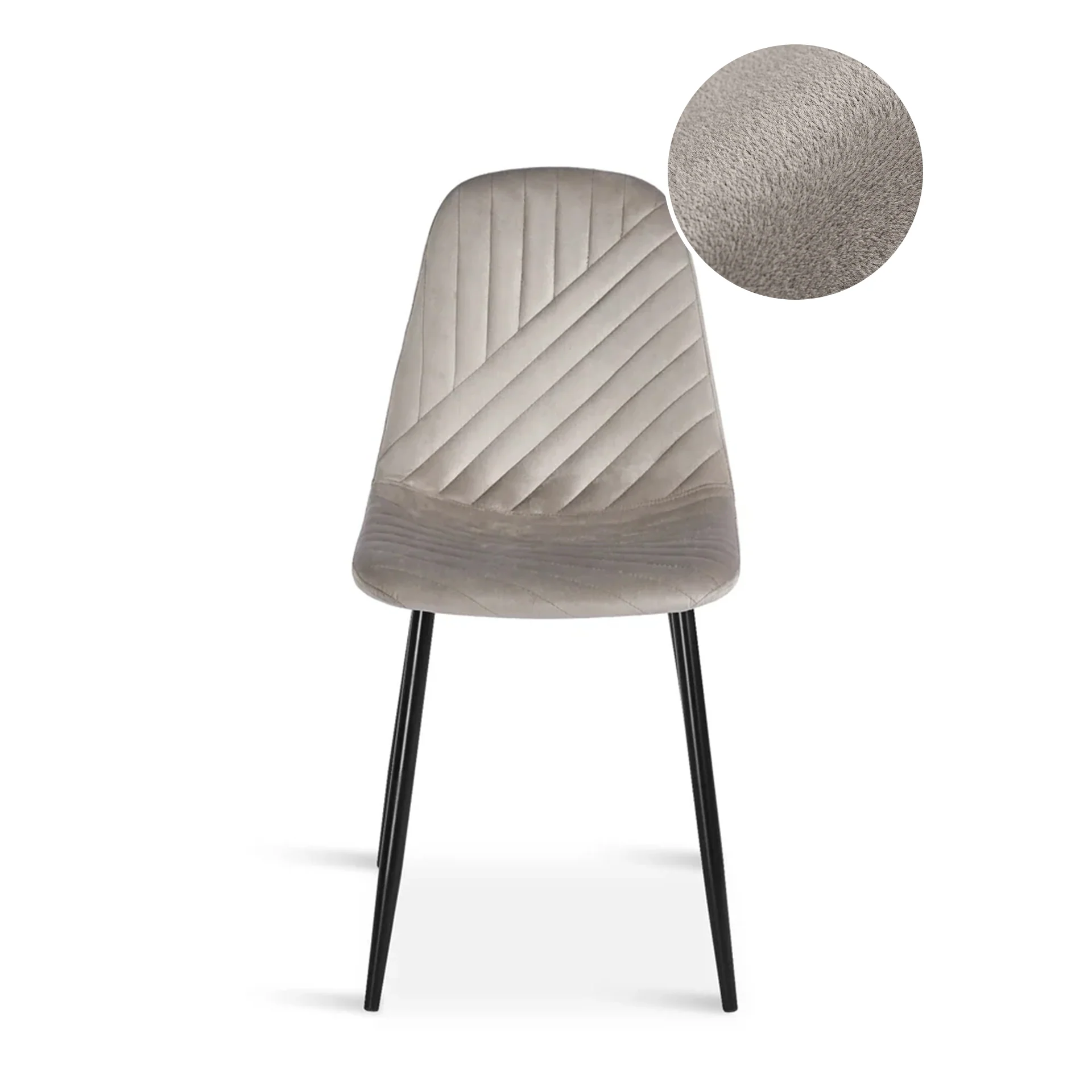 Lume Velvet Dining Chair - Set Of 4 - Light Khaki - Image 9
