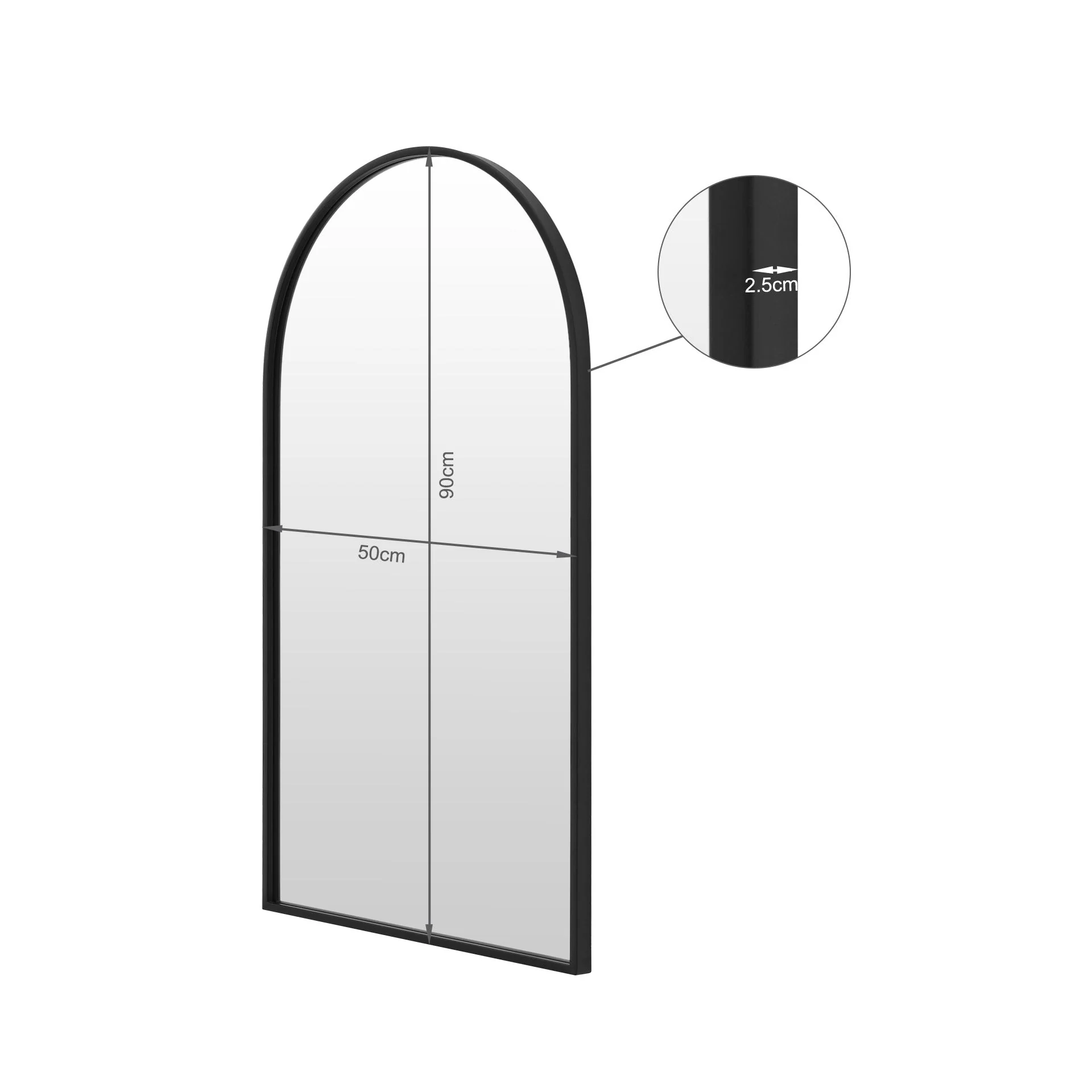 Luna Arched Metal Wall Mirror - Black - Image 13