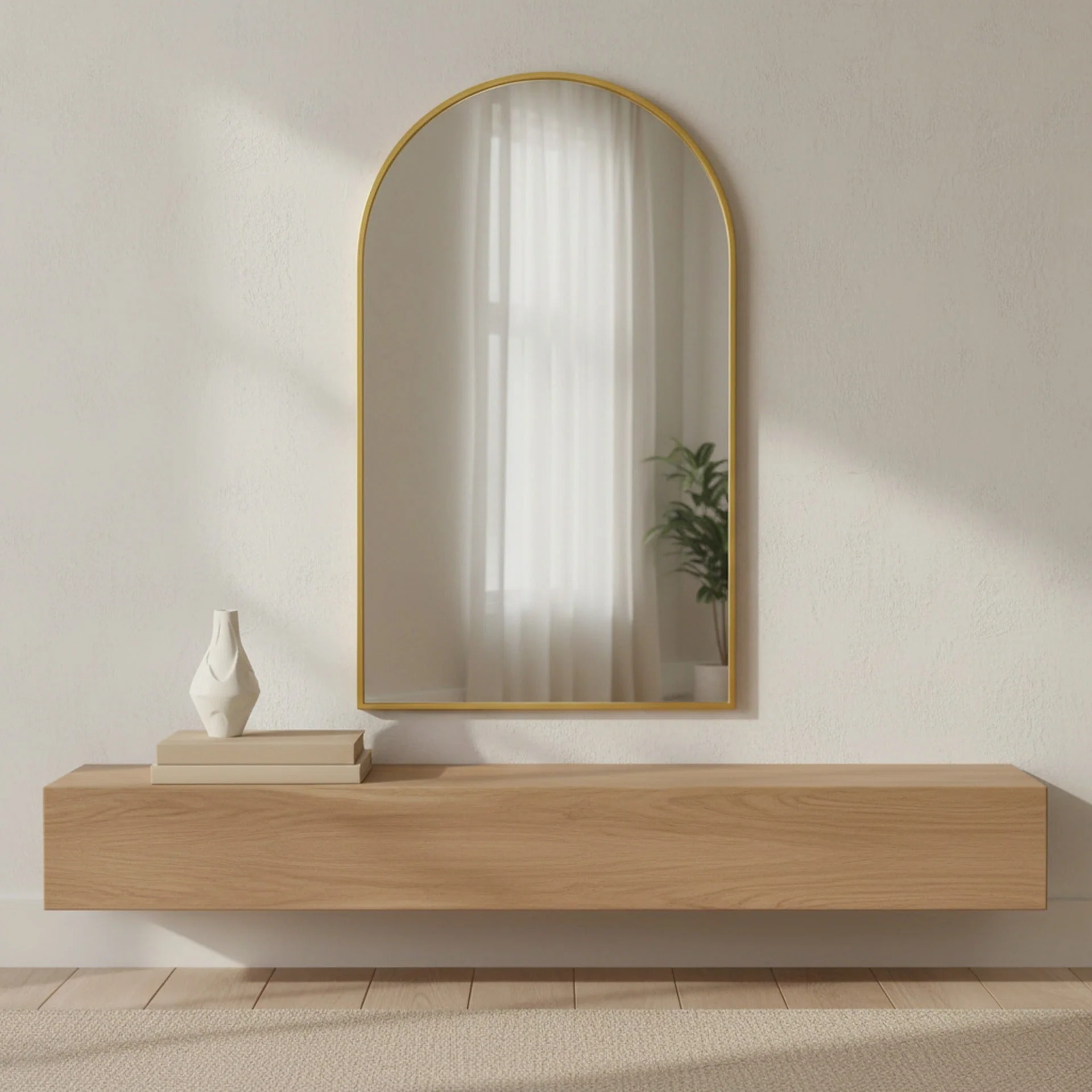 Luna Arched Metal Wall Mirror - Gold - Image 2