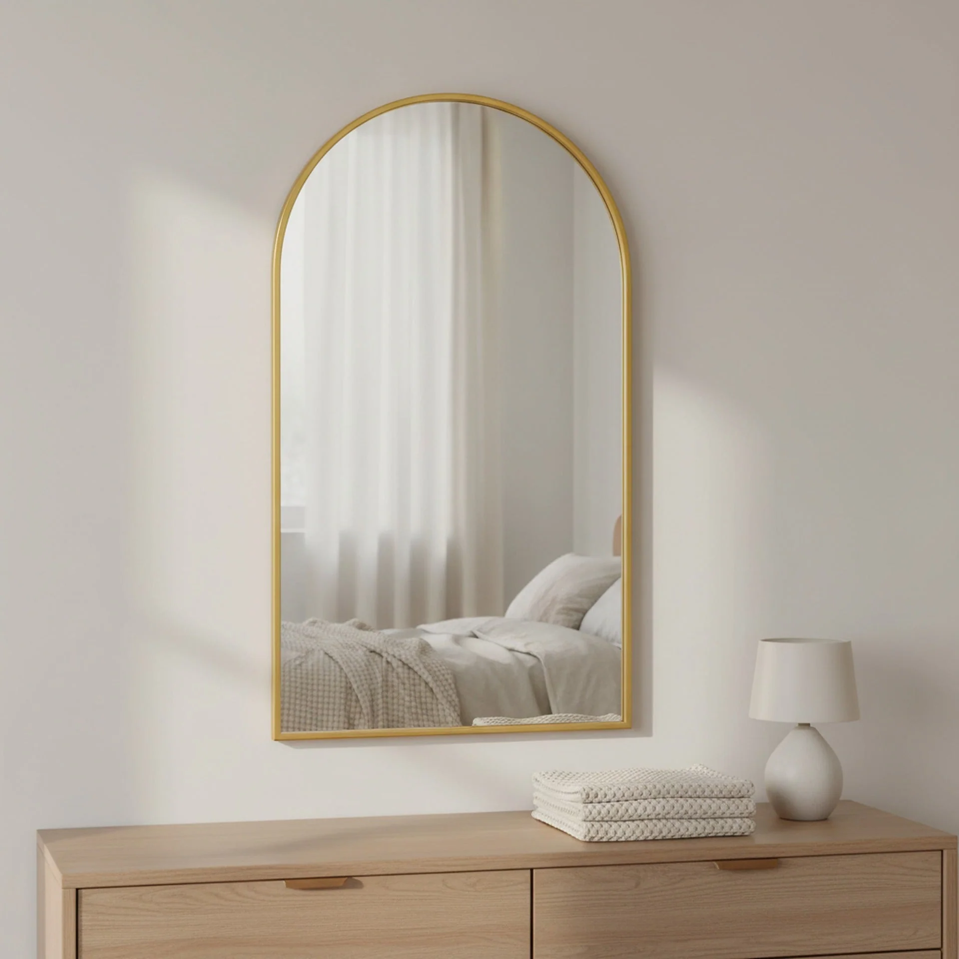 Luna Arched Metal Wall Mirror - Gold - Image 3