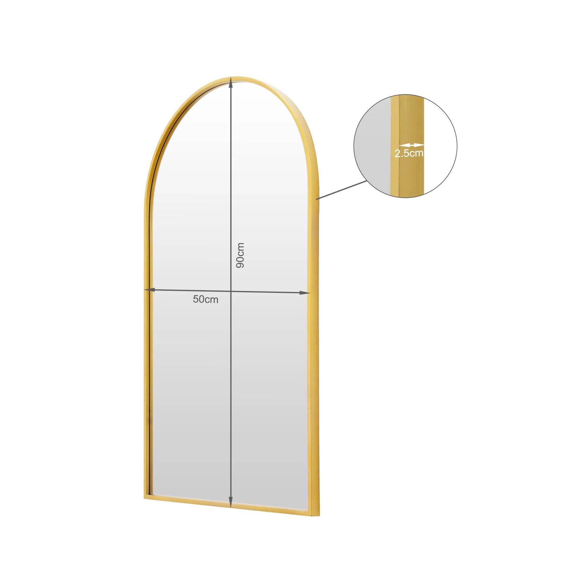 Luna Arched Metal Wall Mirror - Gold - Image 8