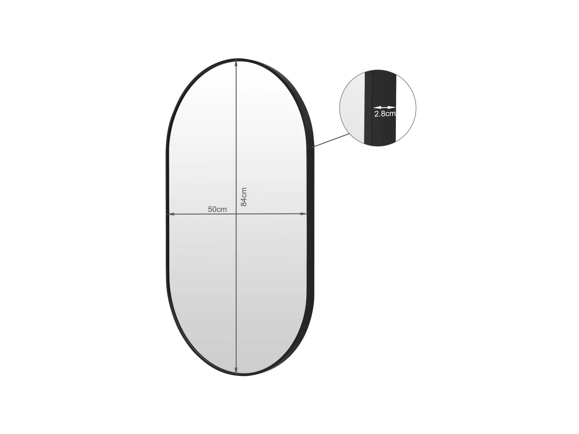 Luna Oval Metal Framed Wall Mirror - Black - Image 12