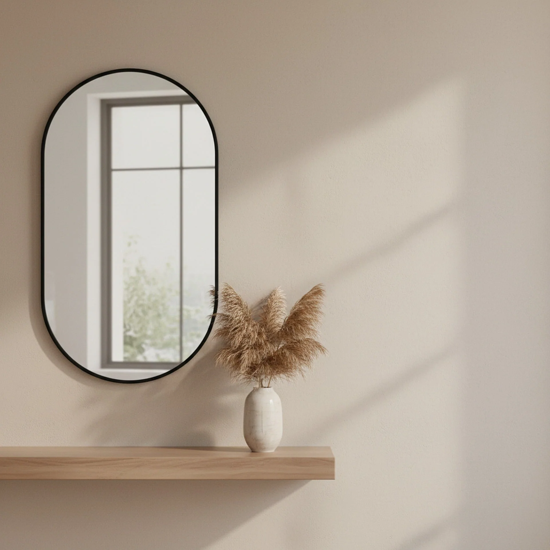 Luna Oval Metal Framed Wall Mirror - Black - Image 5