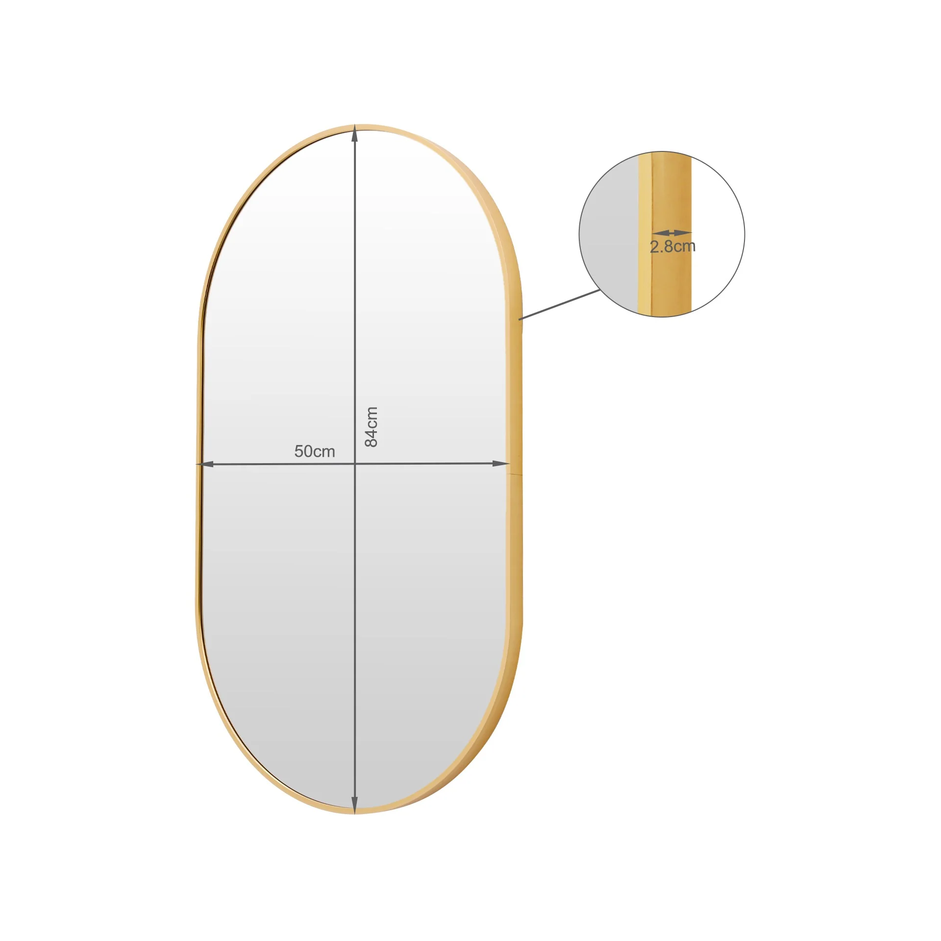 Luna Oval Metal Framed Wall Mirror - Gold - Image 17