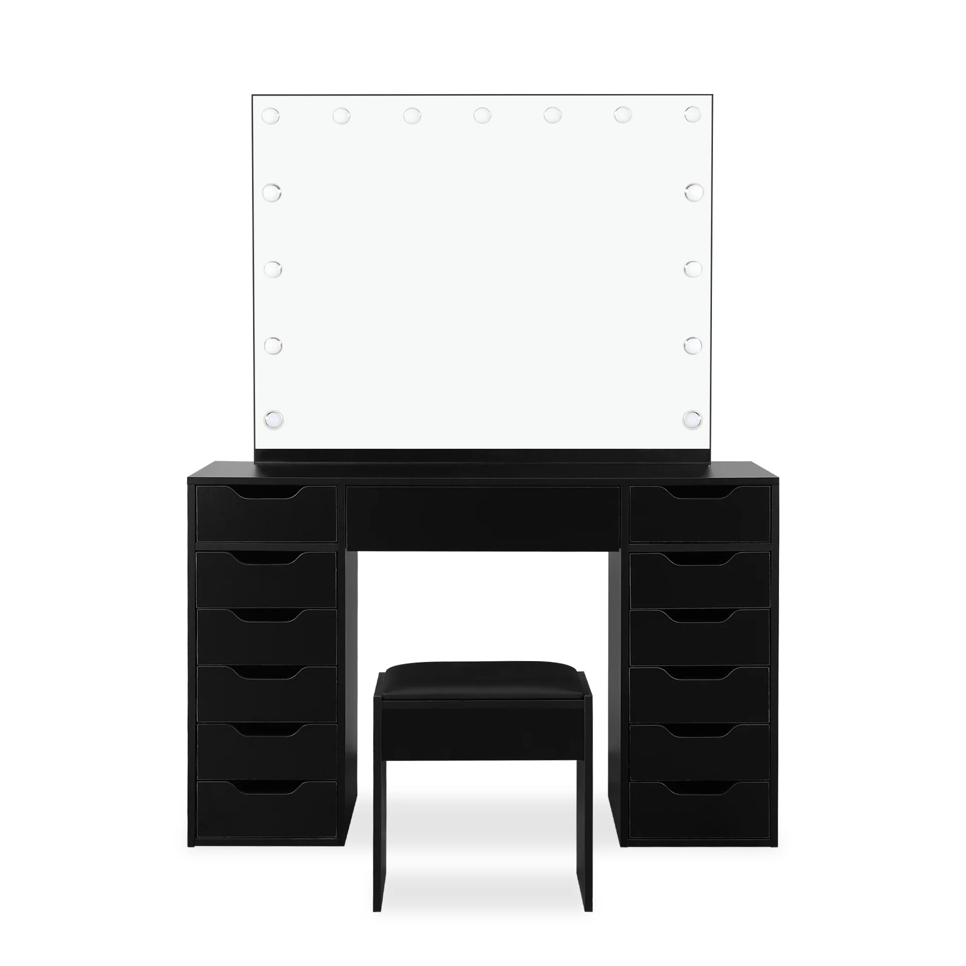 Lustra 2 Piece Dressing Table with Mirror & Stool Set - Black - Image 9