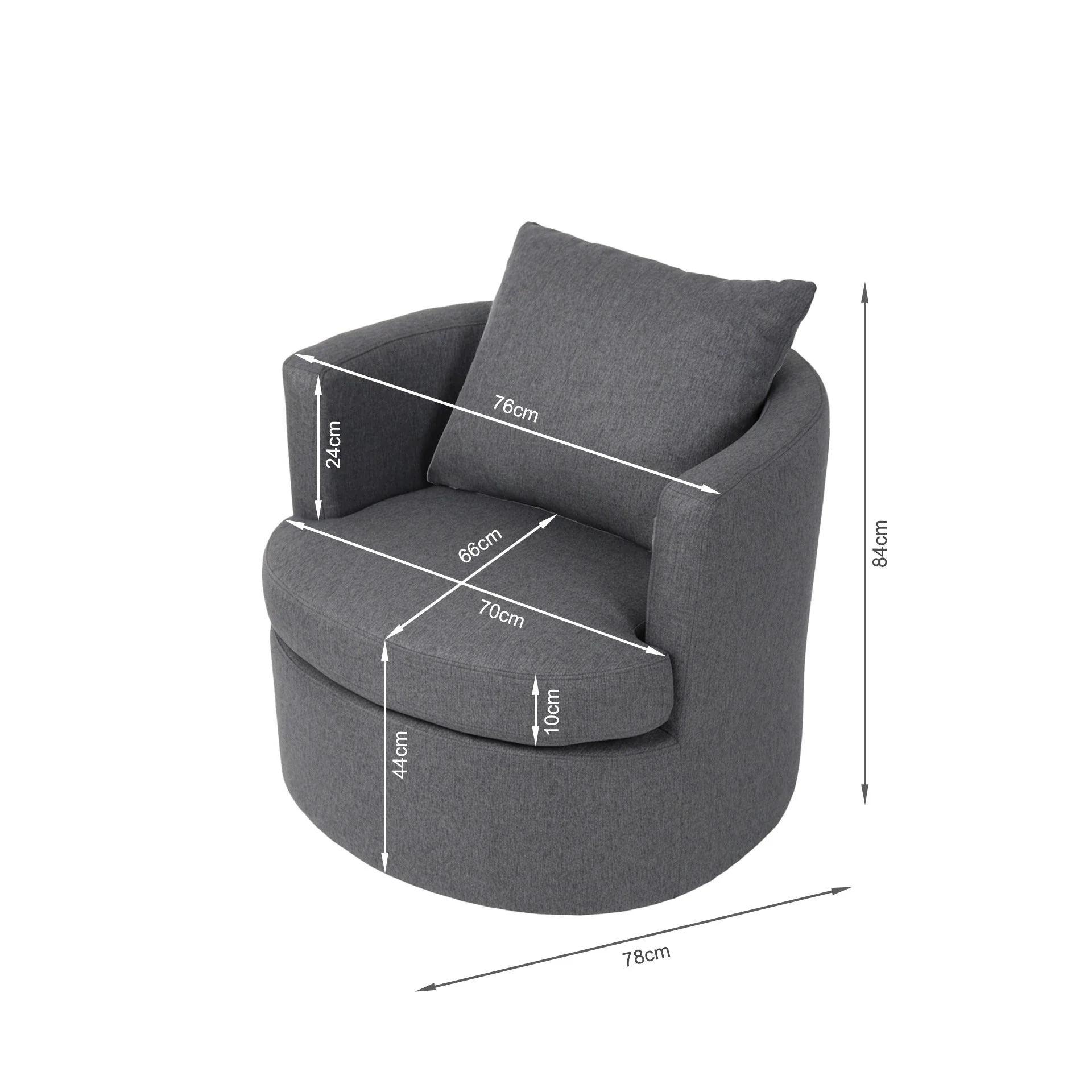 Luva Linen Swivel Armchair - Dark Grey - Image 14
