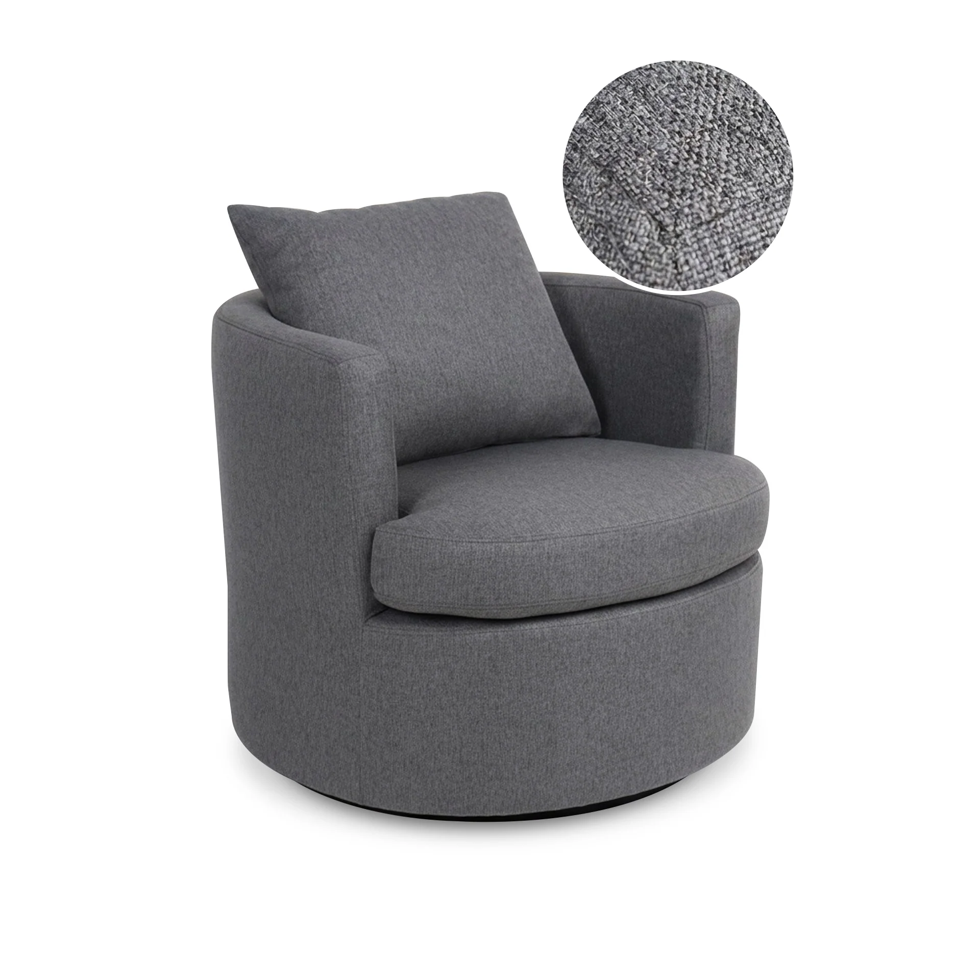 Luva Linen Swivel Armchair - Dark Grey - Image 7
