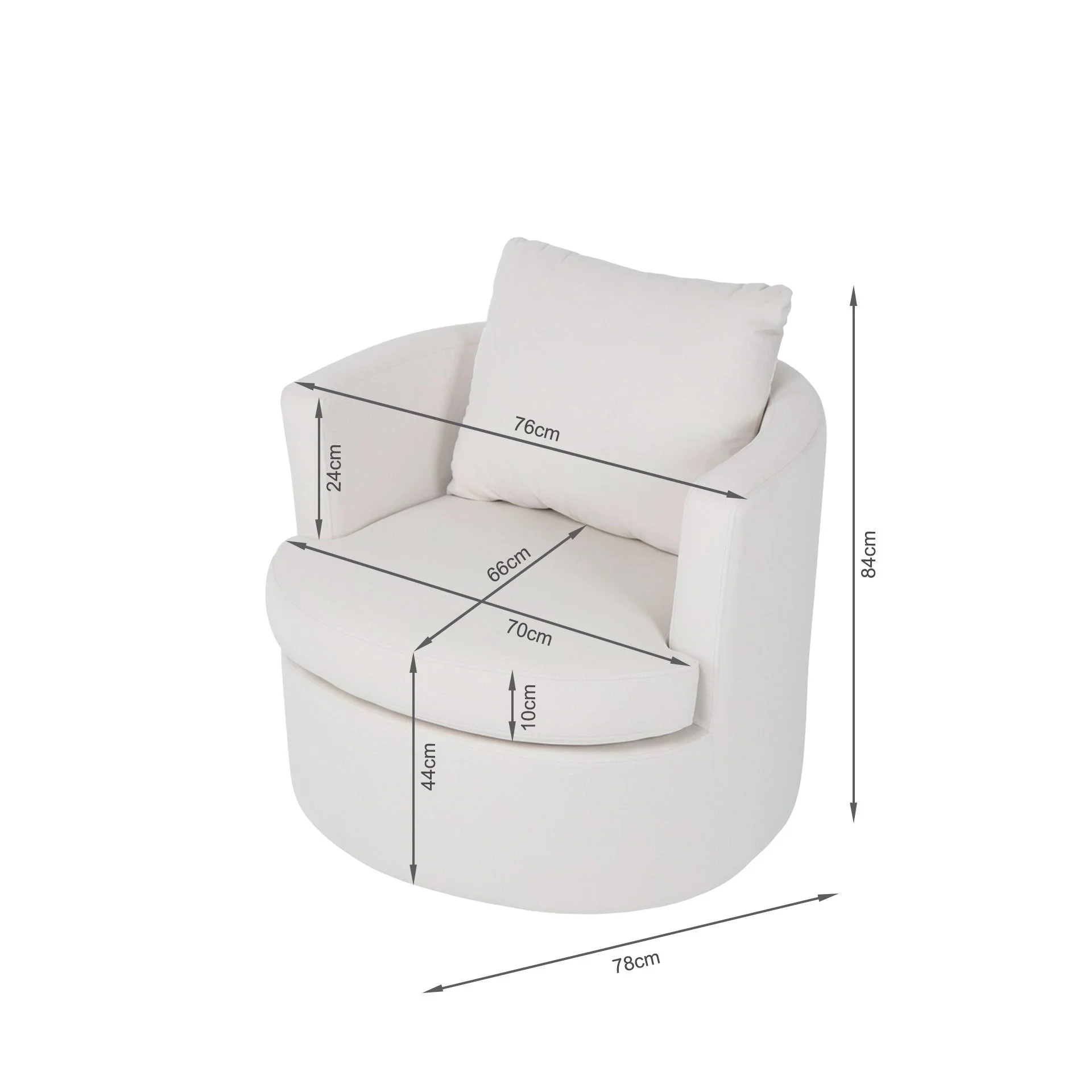 Luva Velvet Swivel Armchair - Cream - Image 13