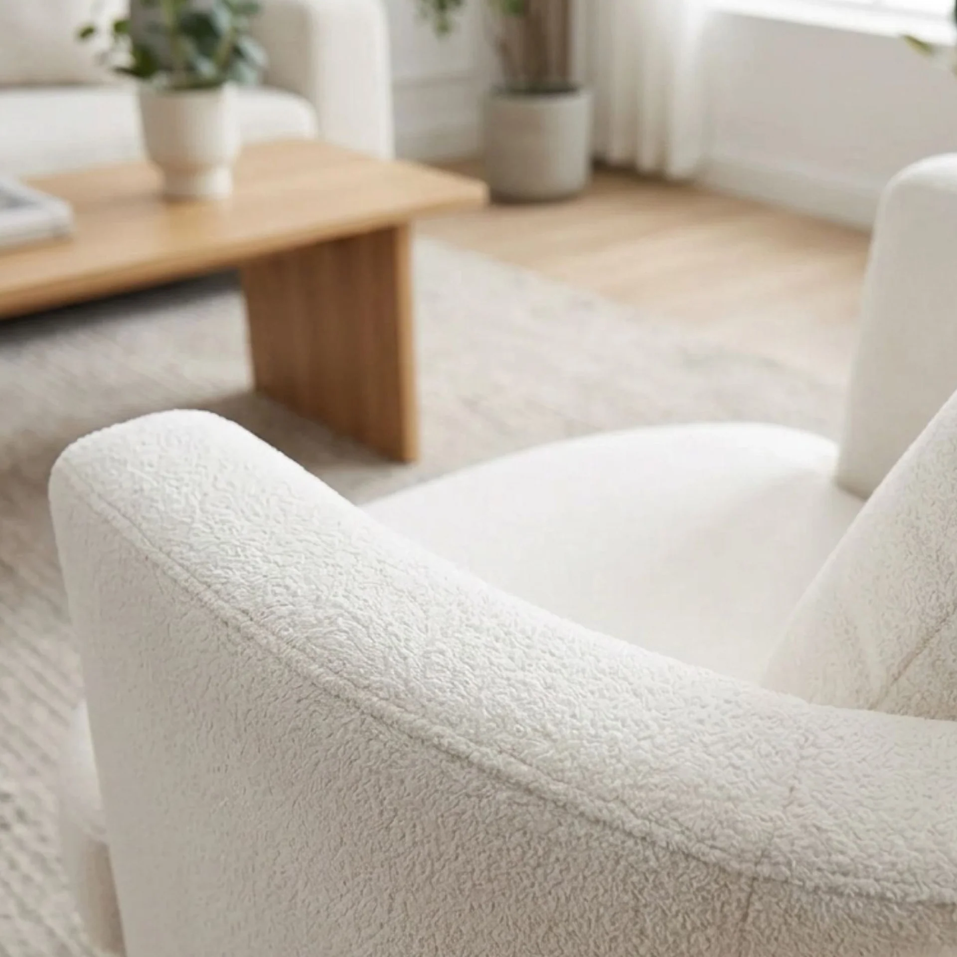 Luva Velvet Swivel Armchair - Cream - Image 5