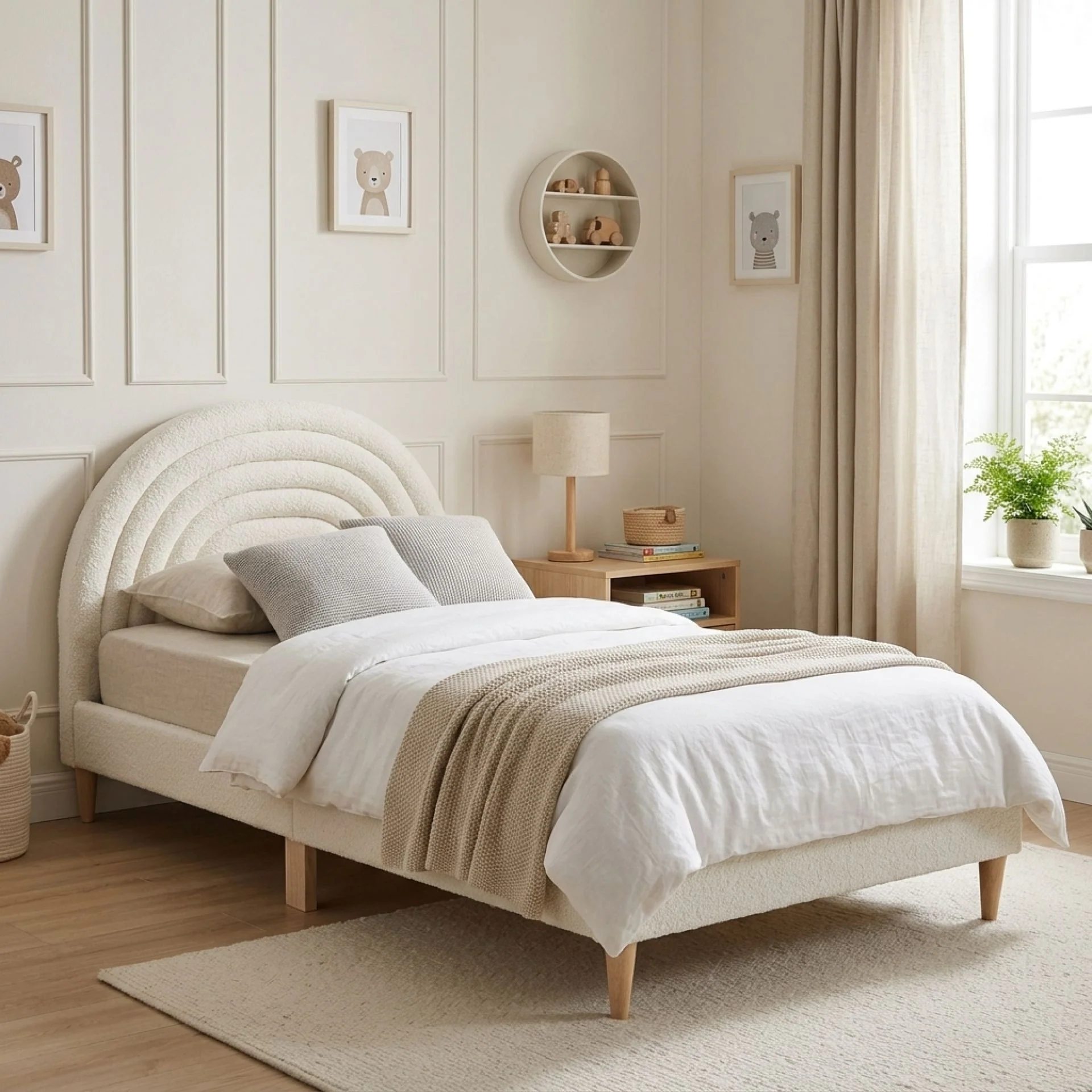 Lydia King Single Bed Frame - Cream
