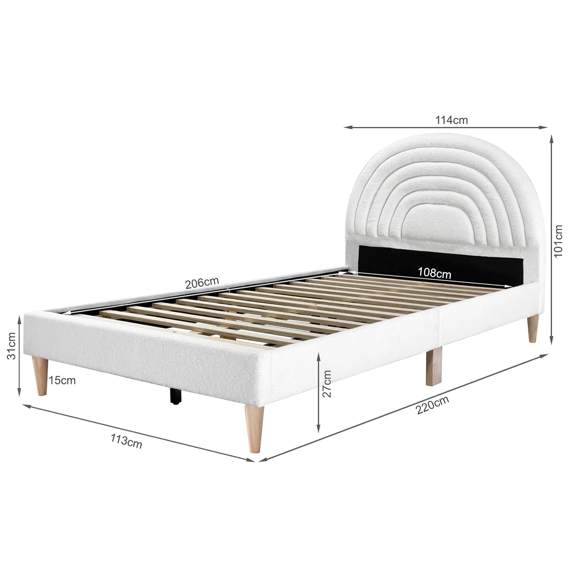 Lydia King Single Bed Frame - Cream - Image 10