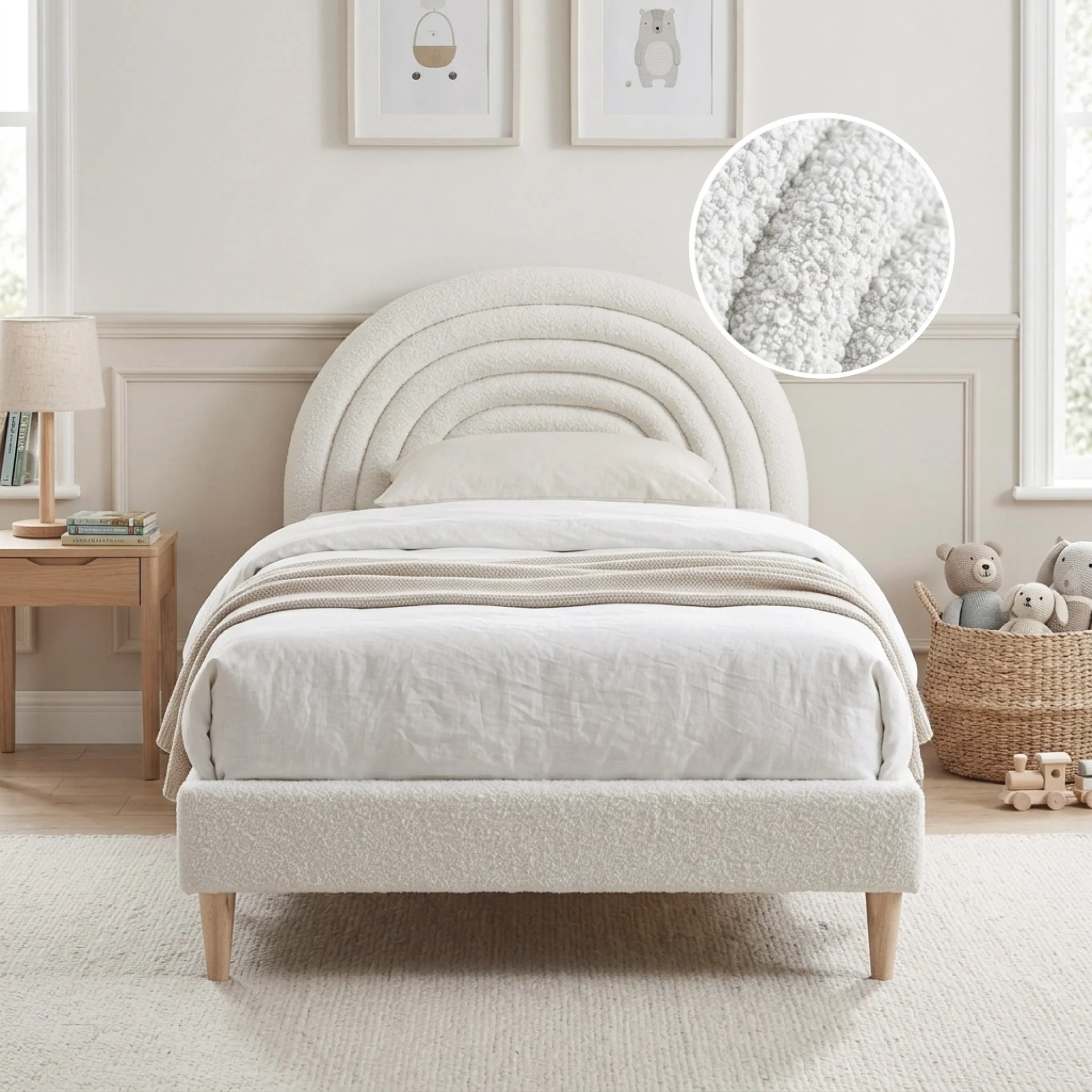 Lydia King Single Bed Frame - Cream - Image 2