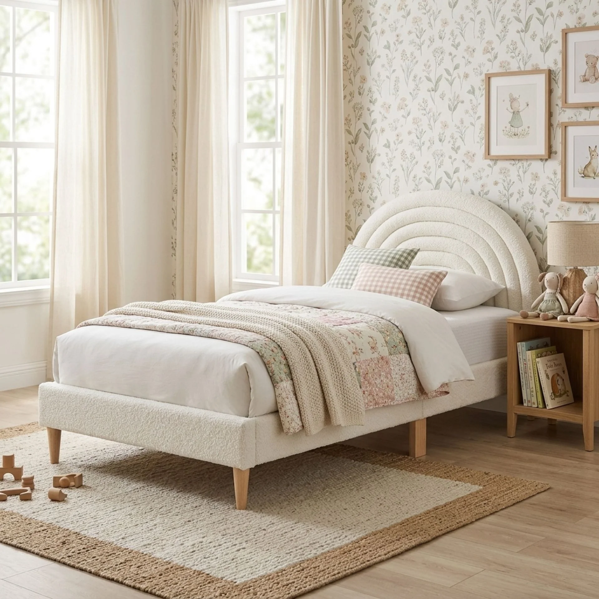 Lydia King Single Bed Frame - Cream - Image 3